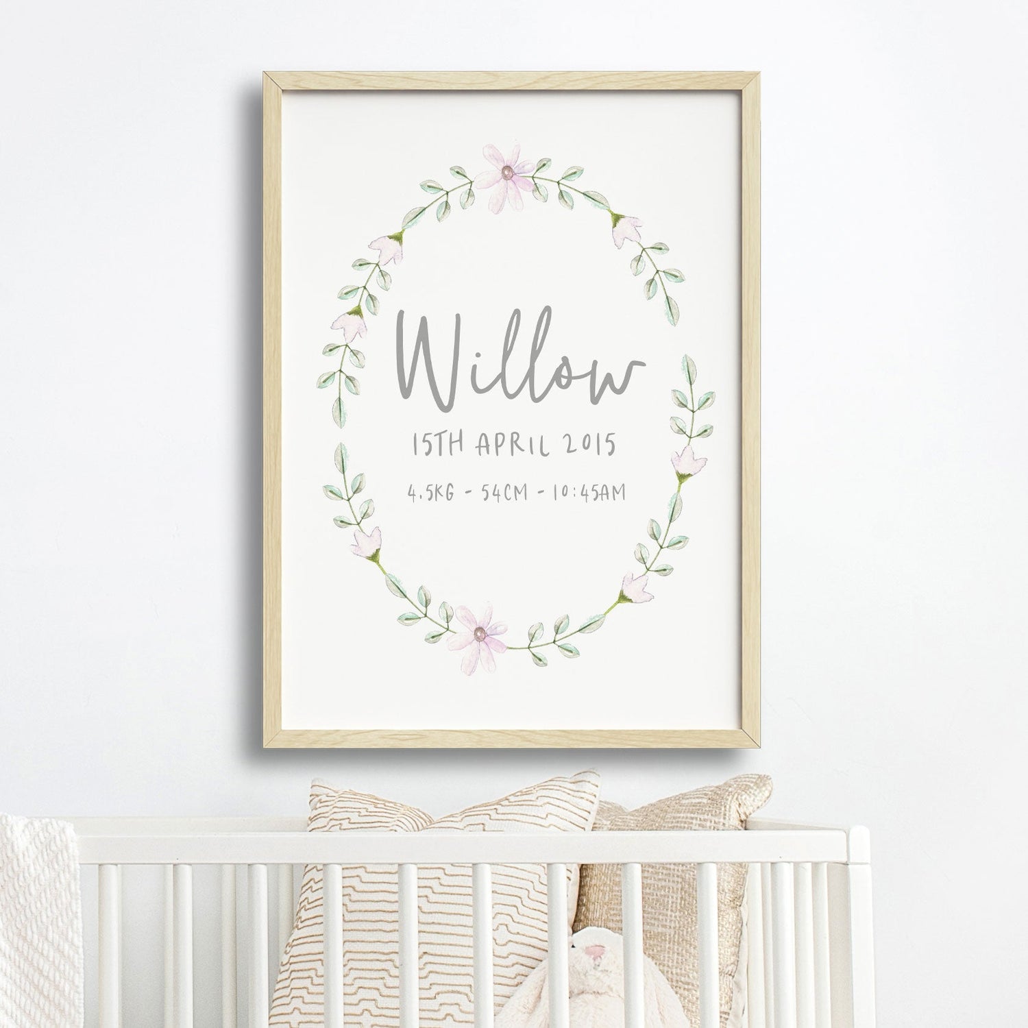 Floral Woodland Birth Print