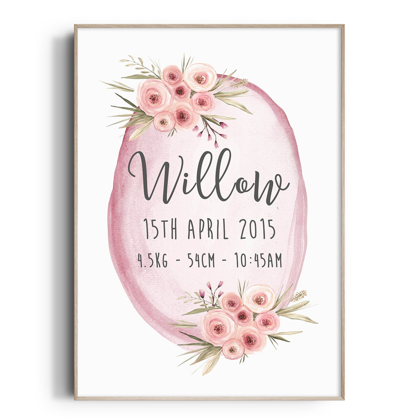 Floral Woodland Birth Print