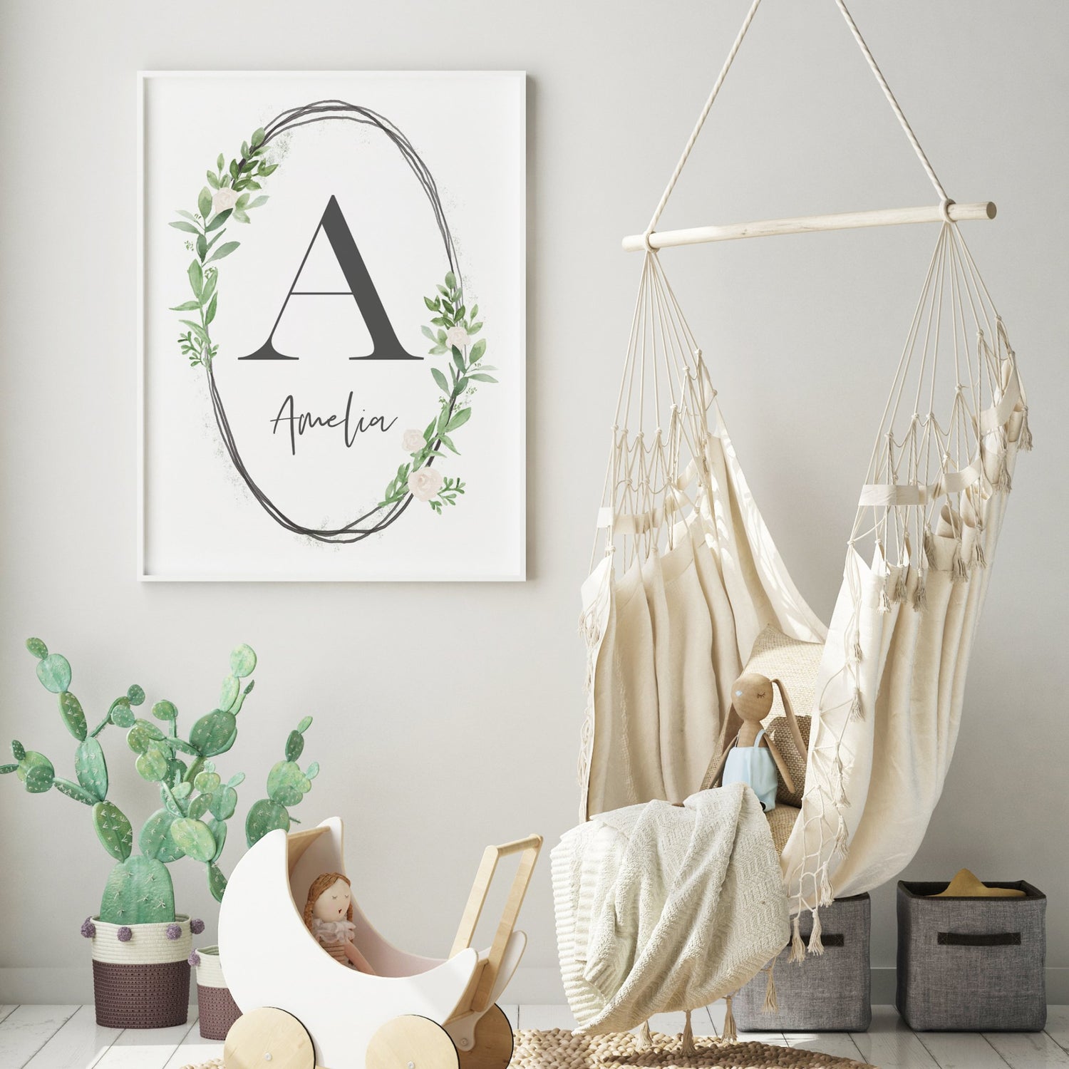 Greenery Name & Letter Print