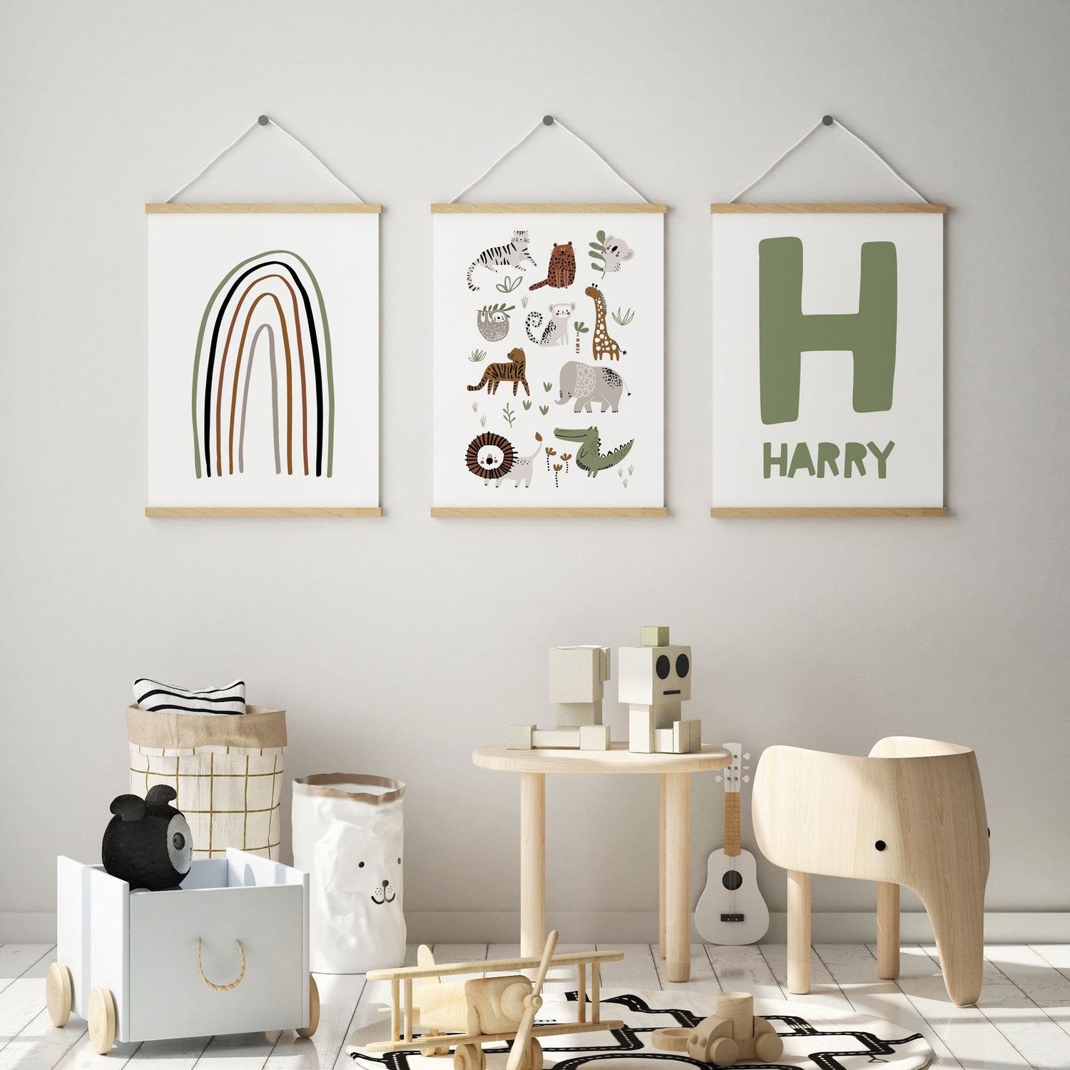 Jungle Animals, Rainbow & Name Prints