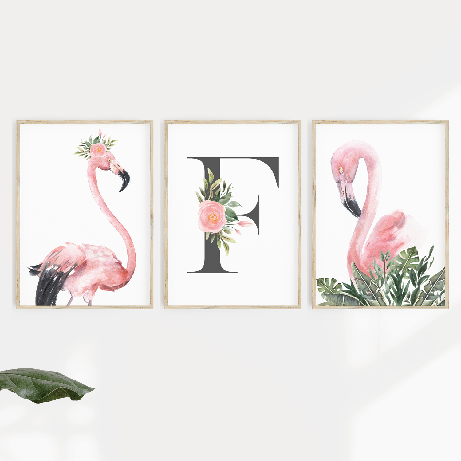 Watercolour Flamingos & Letter Prints