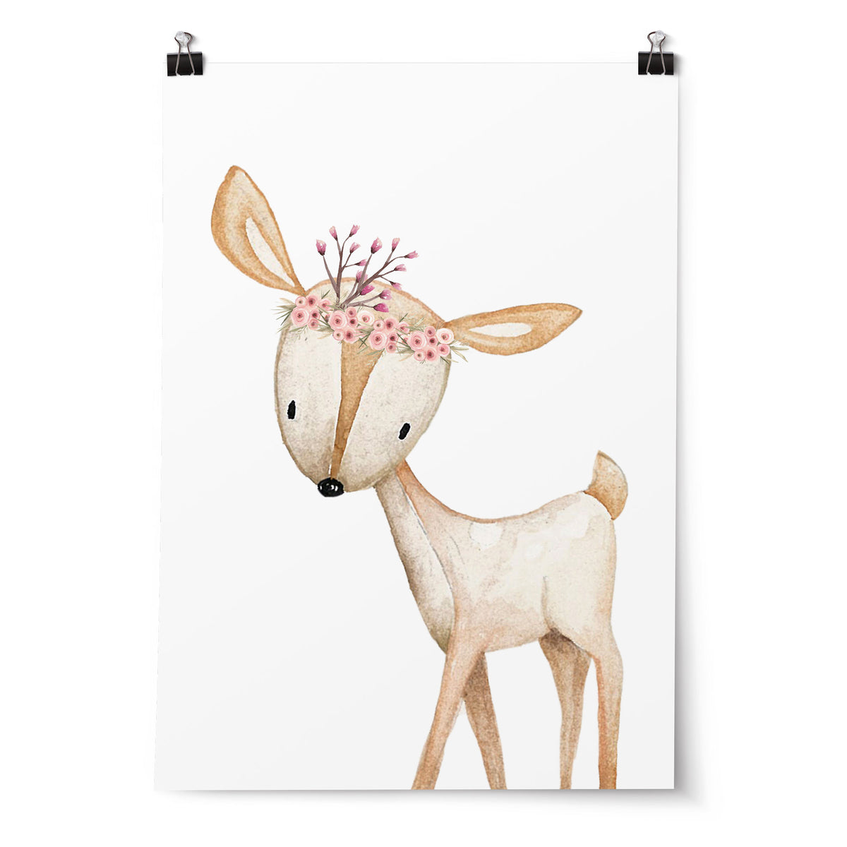 Girls Woodland Deer, Nursery Animal Prints,