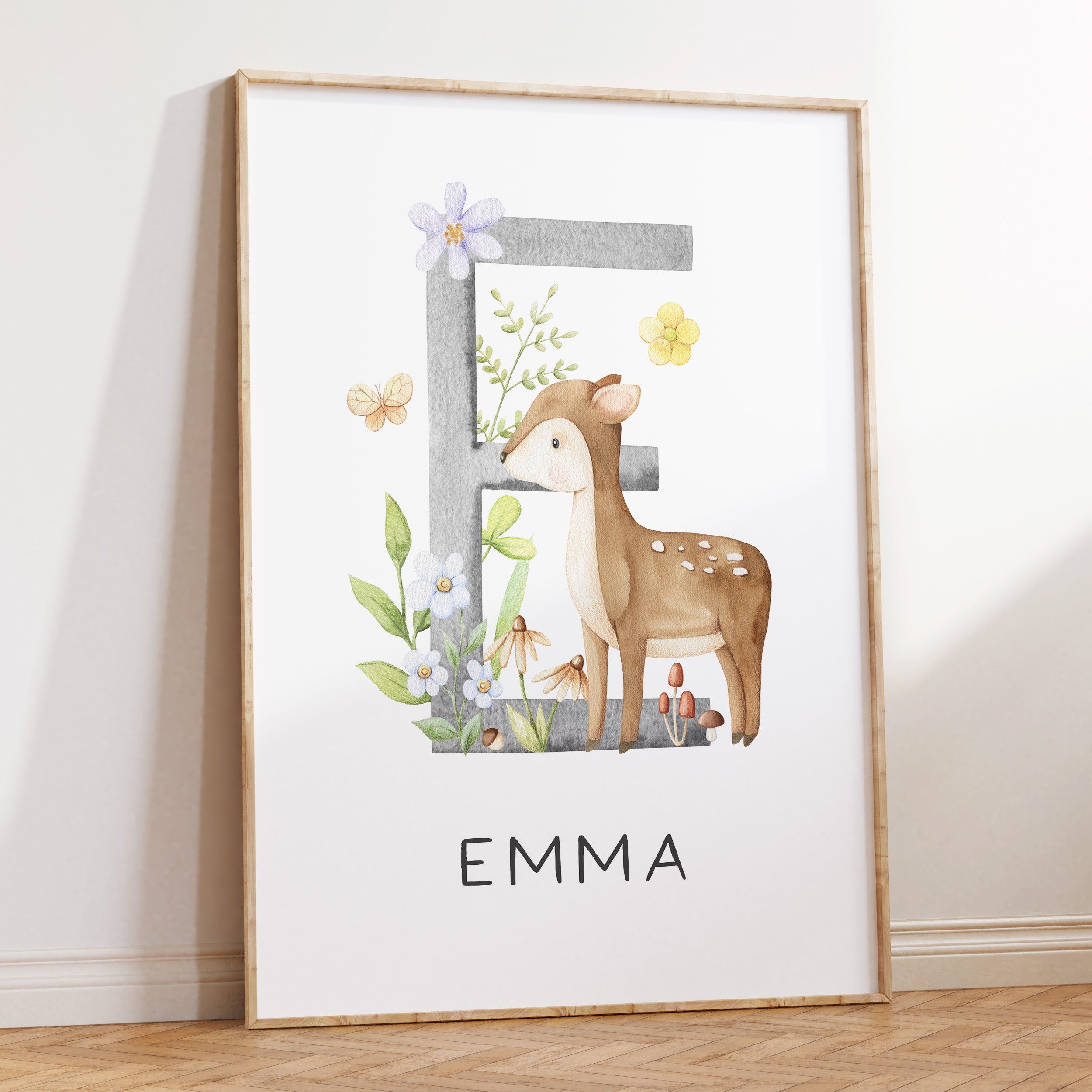 Woodland Deer Name Print