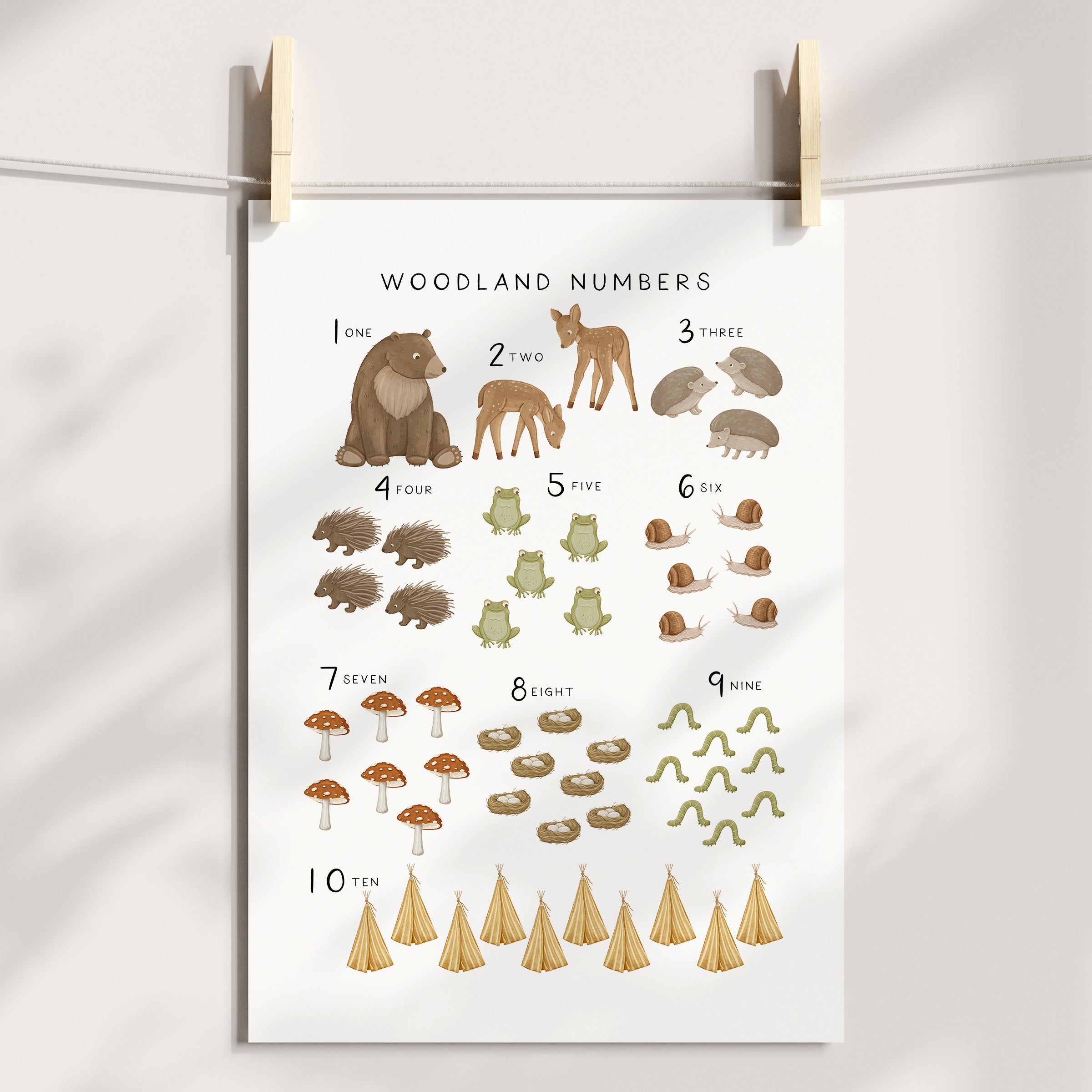 Woodland Animal Numbers Print