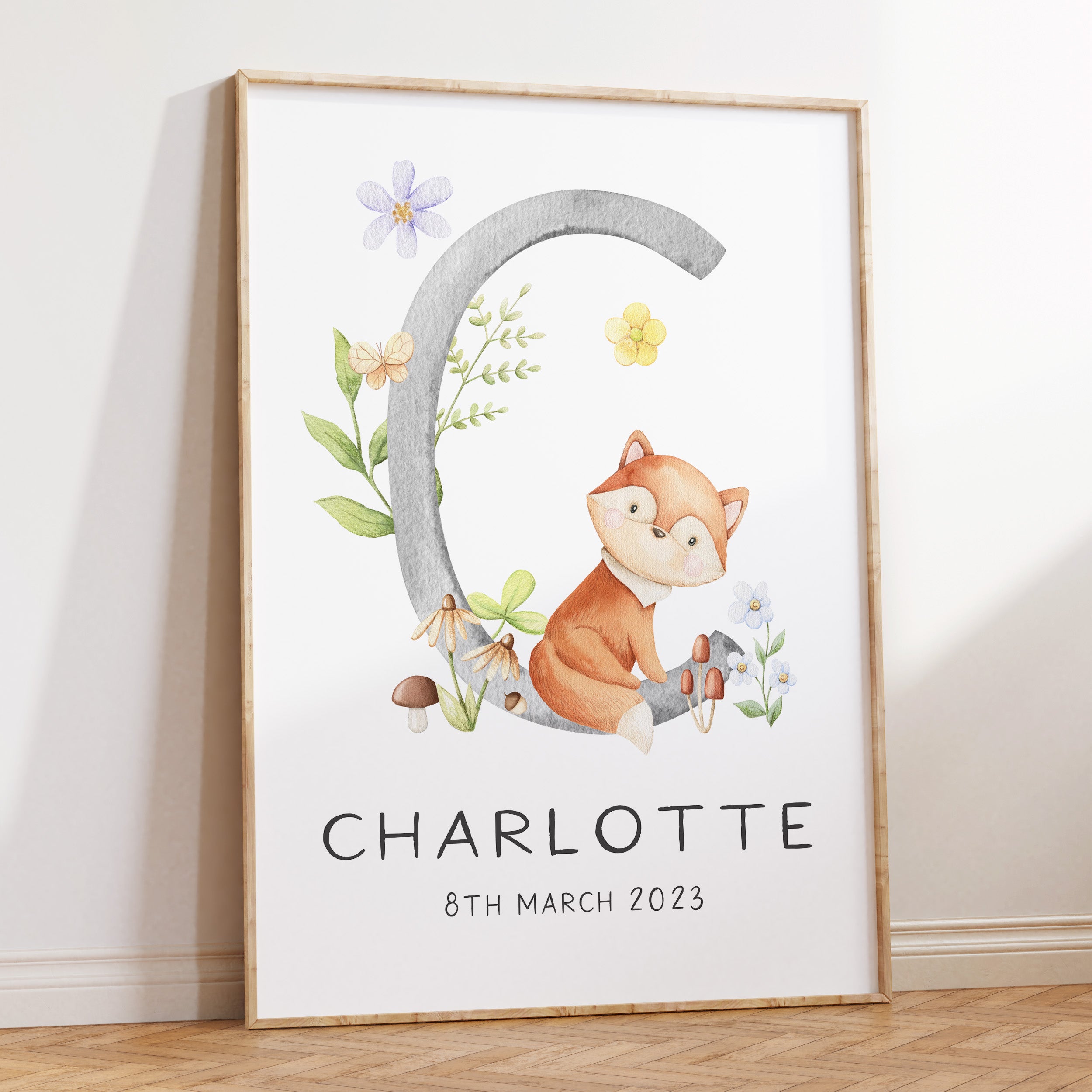 Woodland Fox Name Print