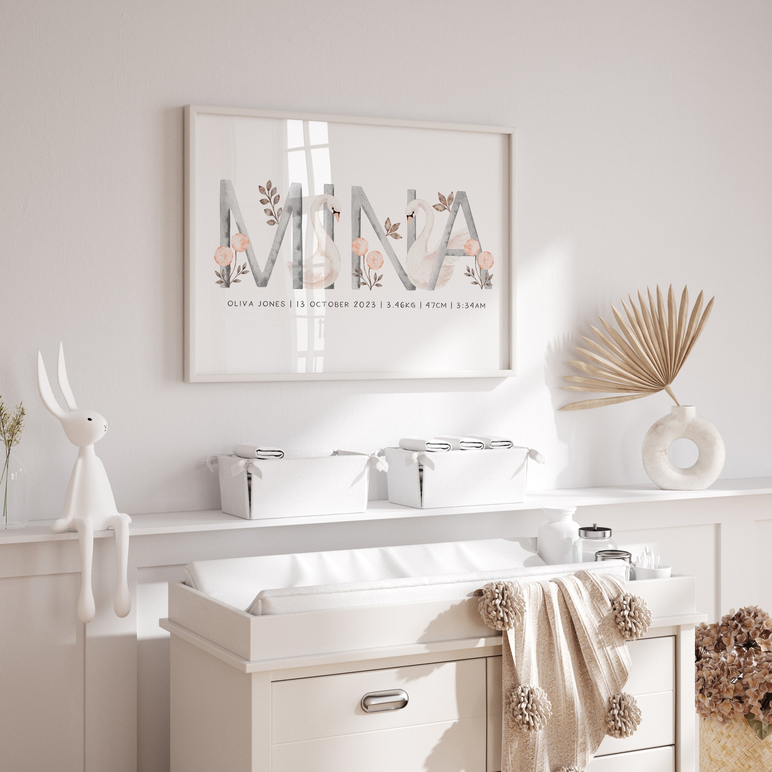 Swan Name & Birth Print