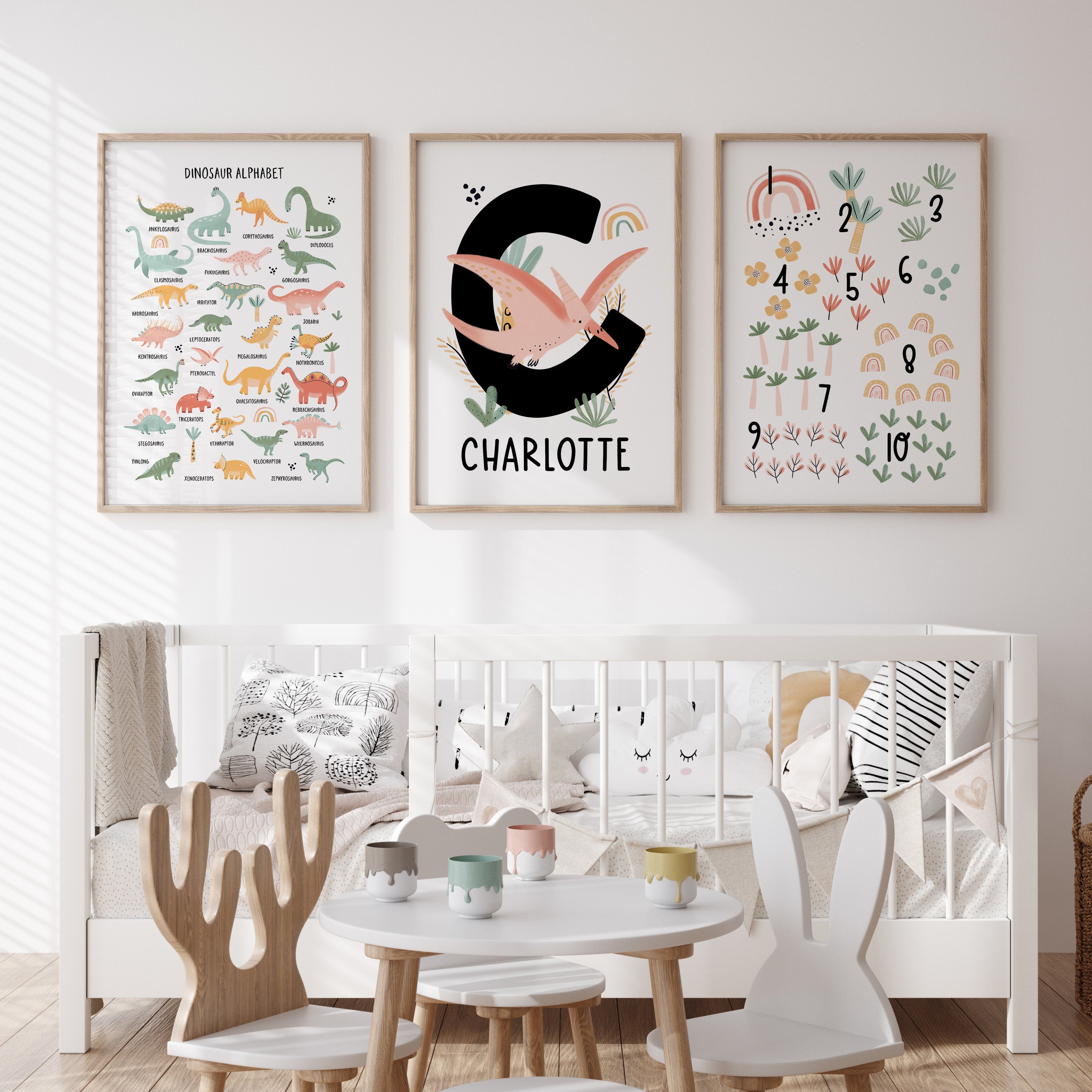 Dinosaur Name, Alphabet & Numbers Prints - Choose Your Dinosaur