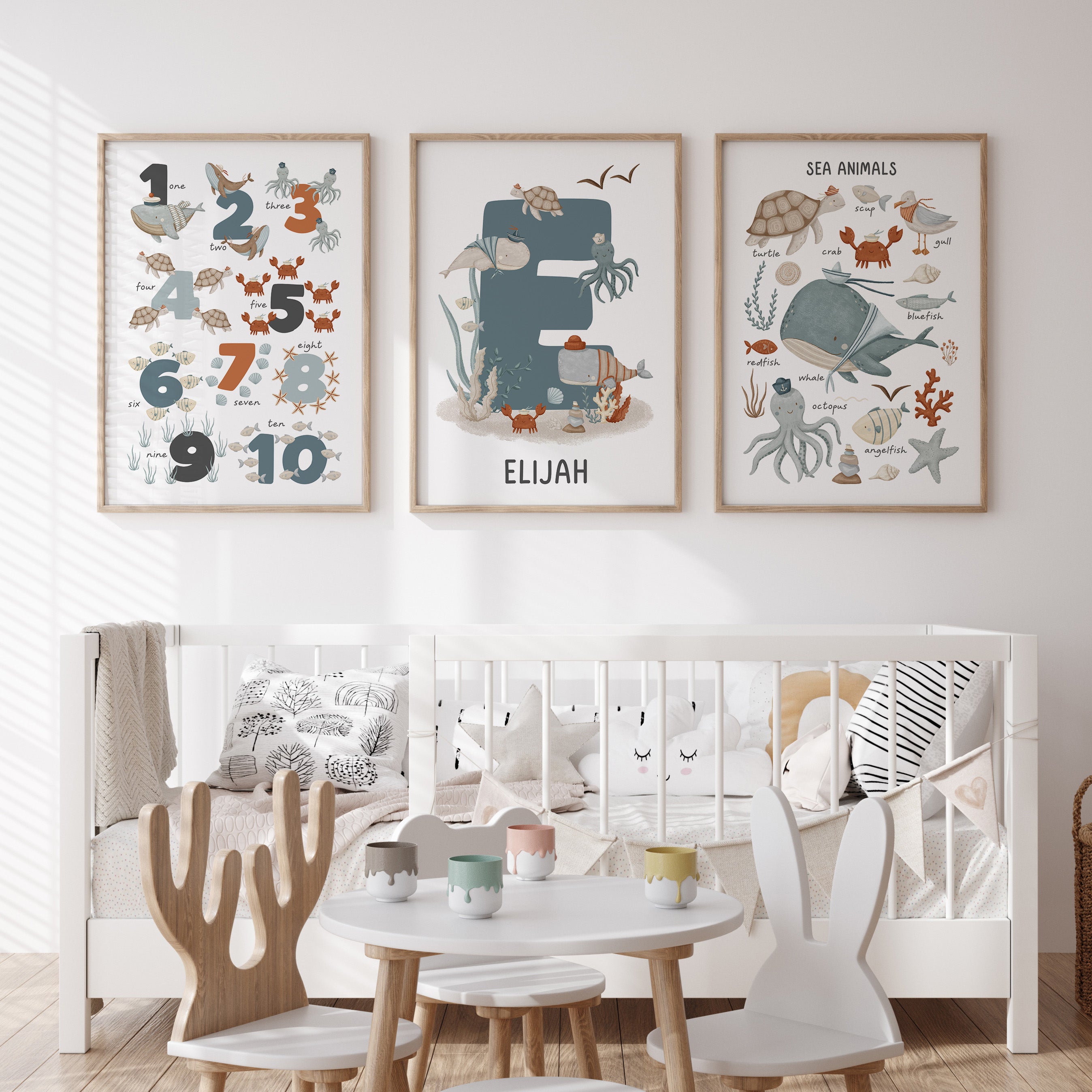 Sea Animals, Numbers & Name Prints