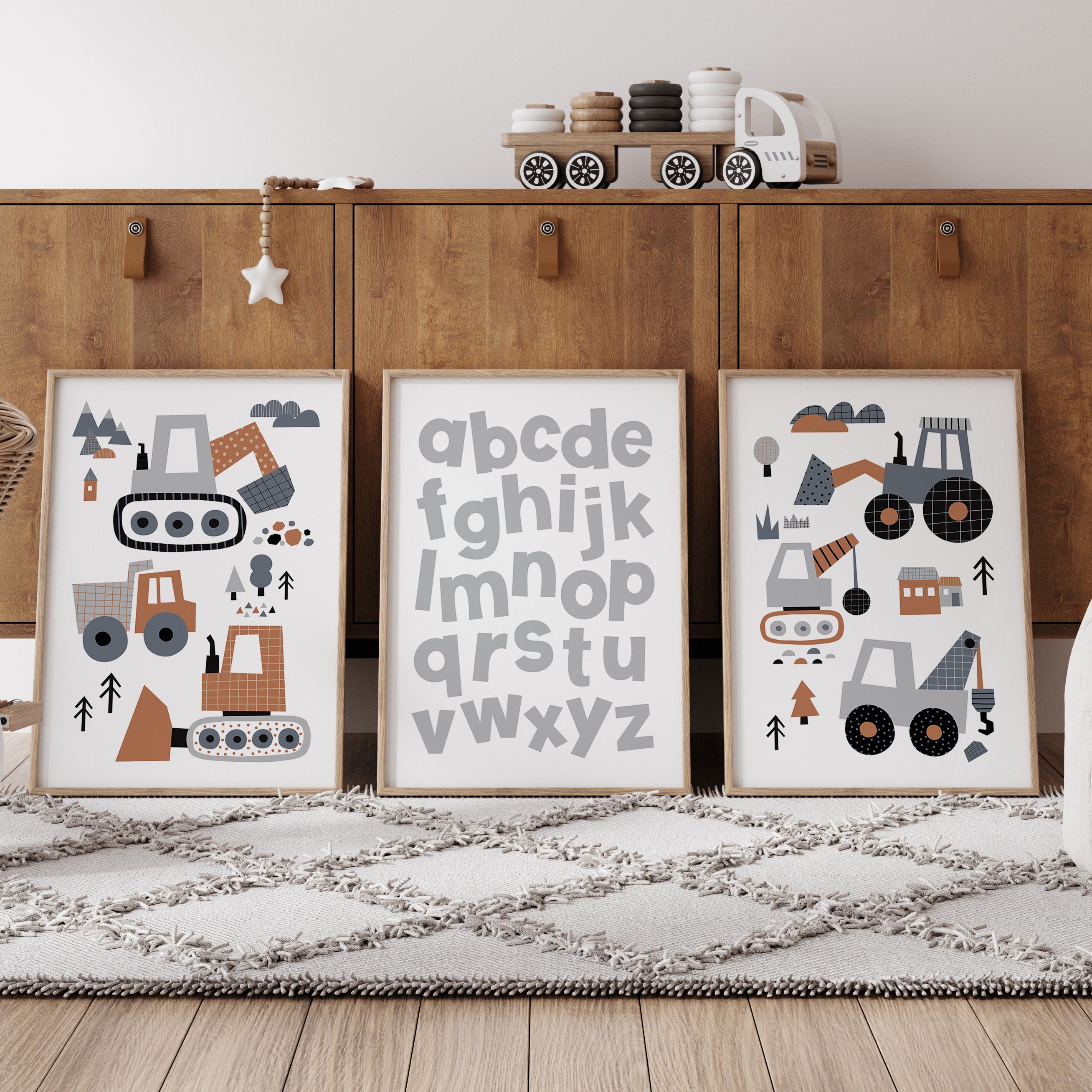 Construction Trucks & Alphabet Prints