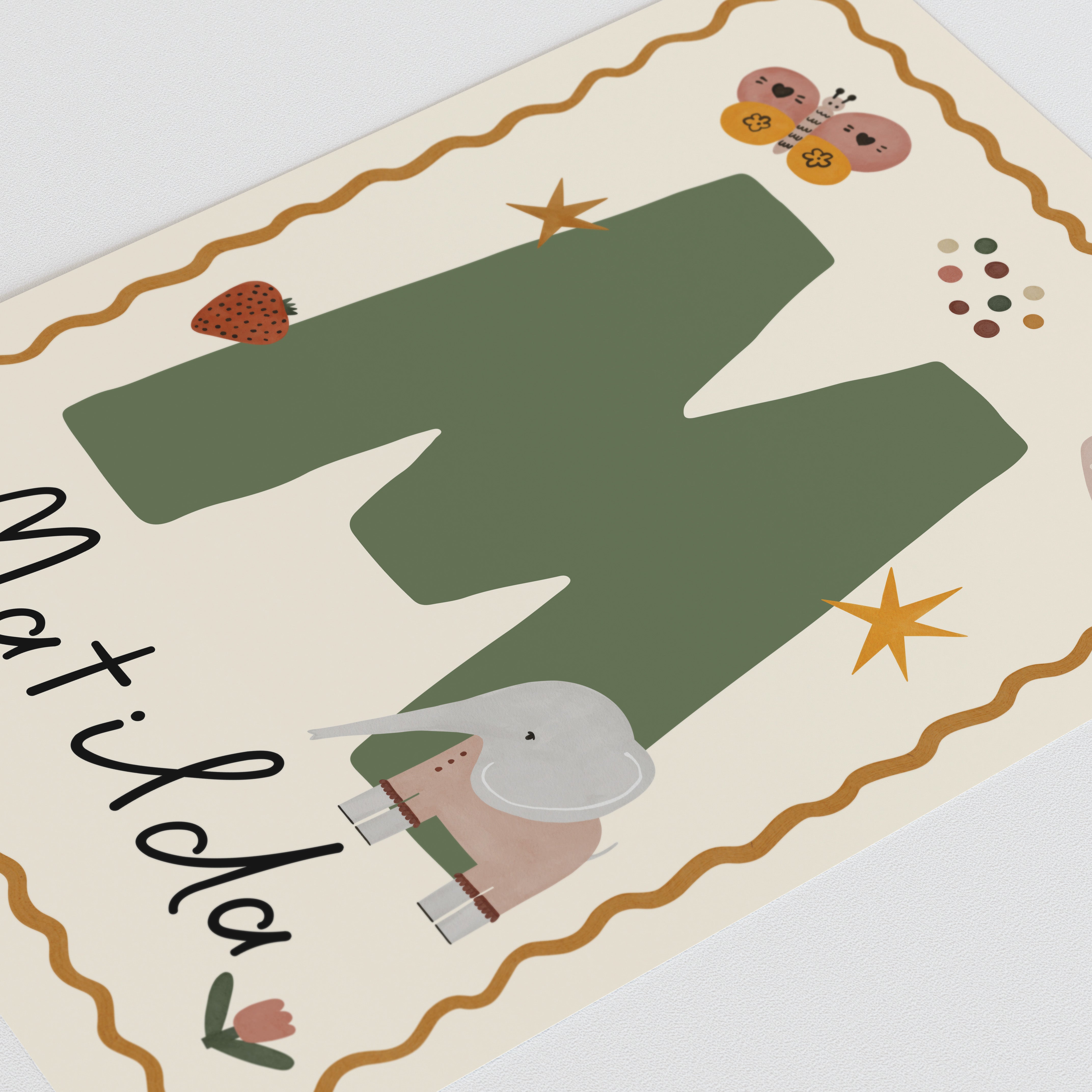 Whimsy Elephant Letter & Name Print