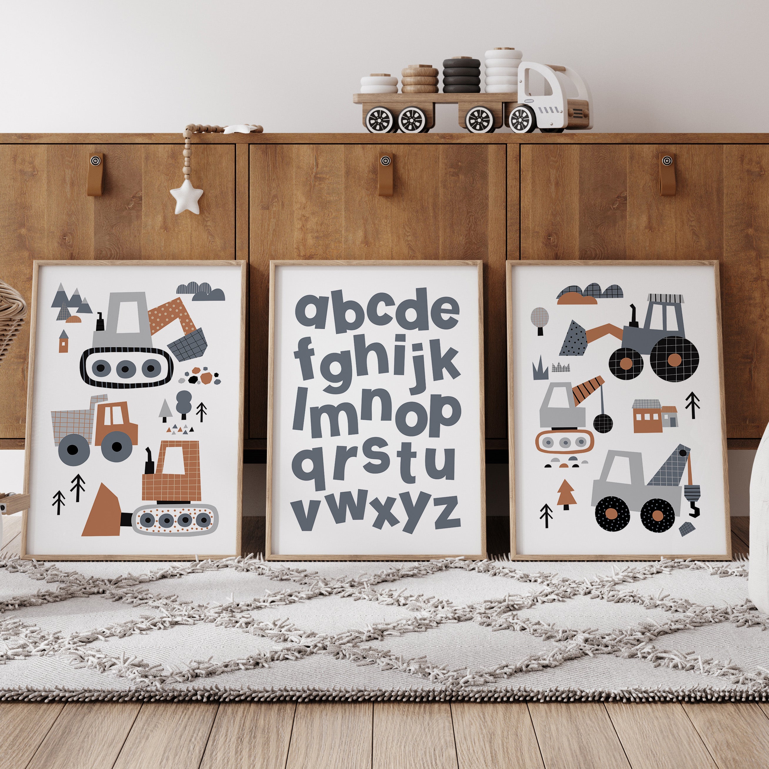 Construction Trucks & Alphabet Prints