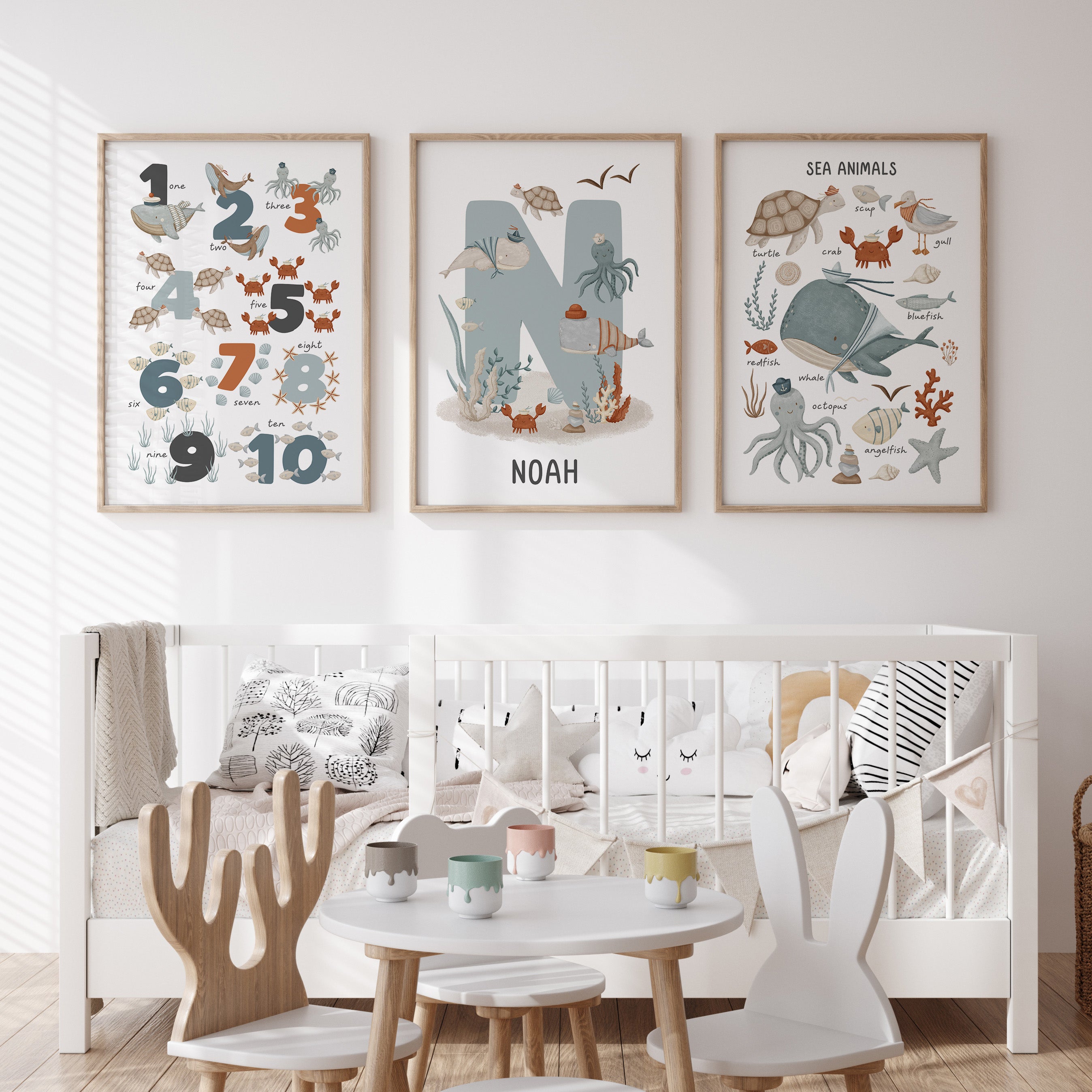 Sea Animals, Numbers & Name Prints
