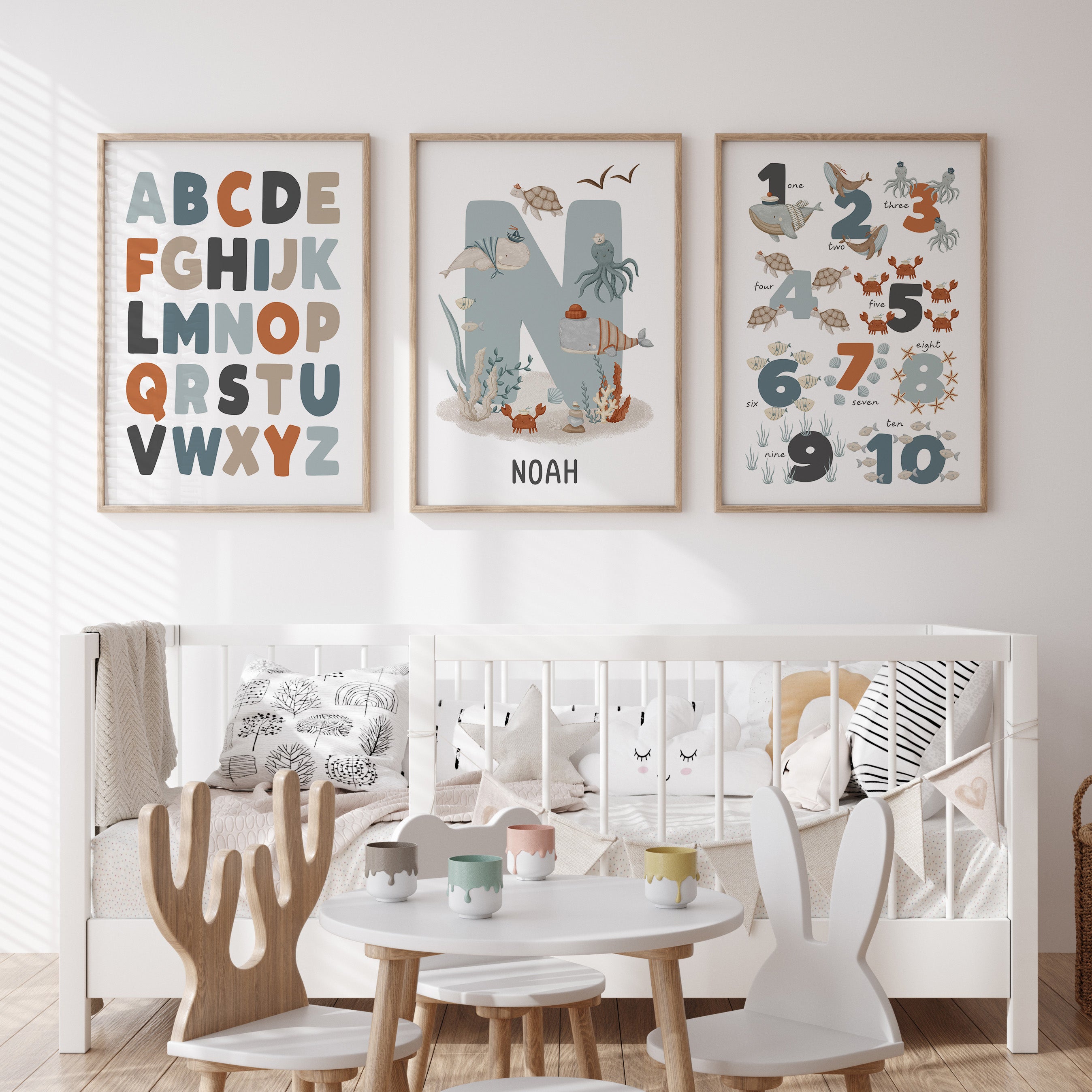 Sea Alphabet, Numbers & Name Prints