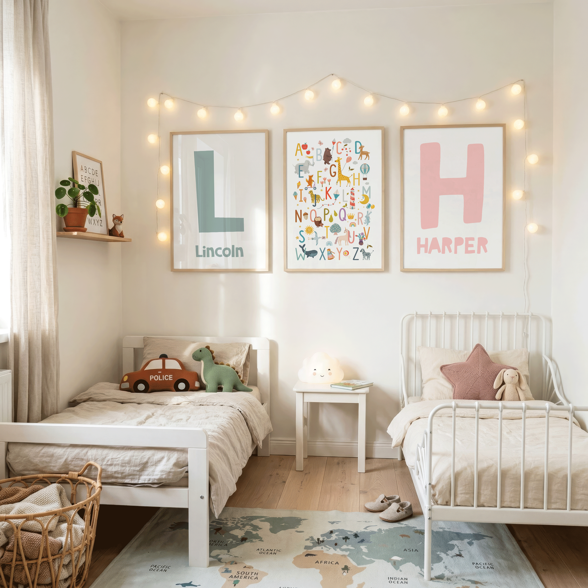 Alphabet & Name Nursery Wall Art Prints
