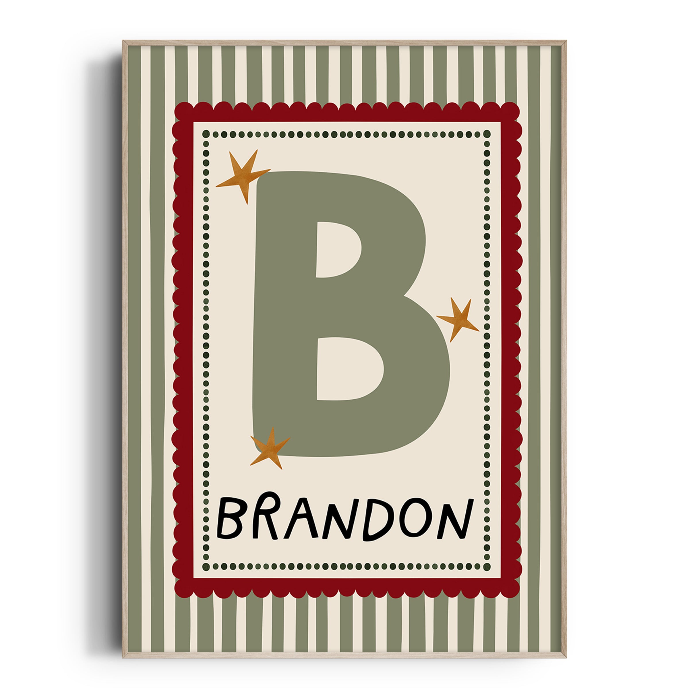 Green Stripe Letter & Name Print