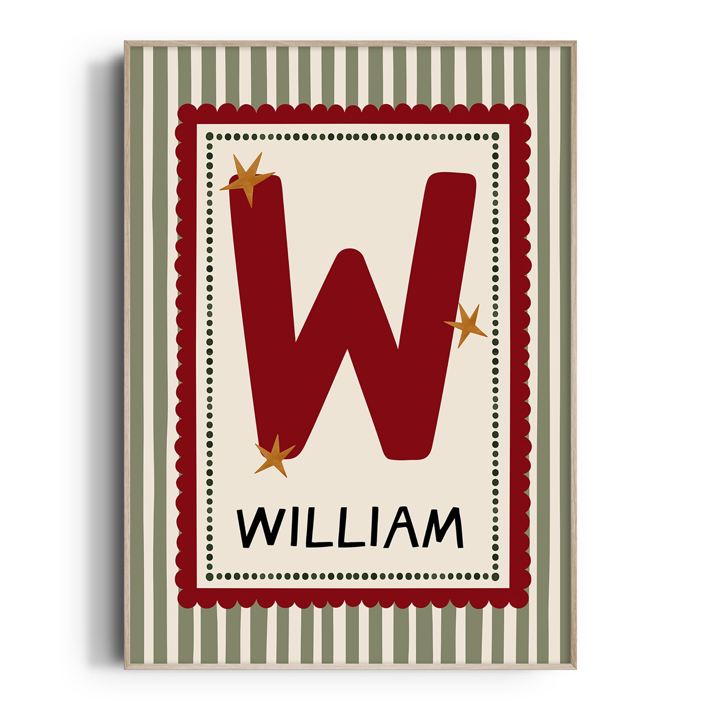Green Stripe Letter & Name Print