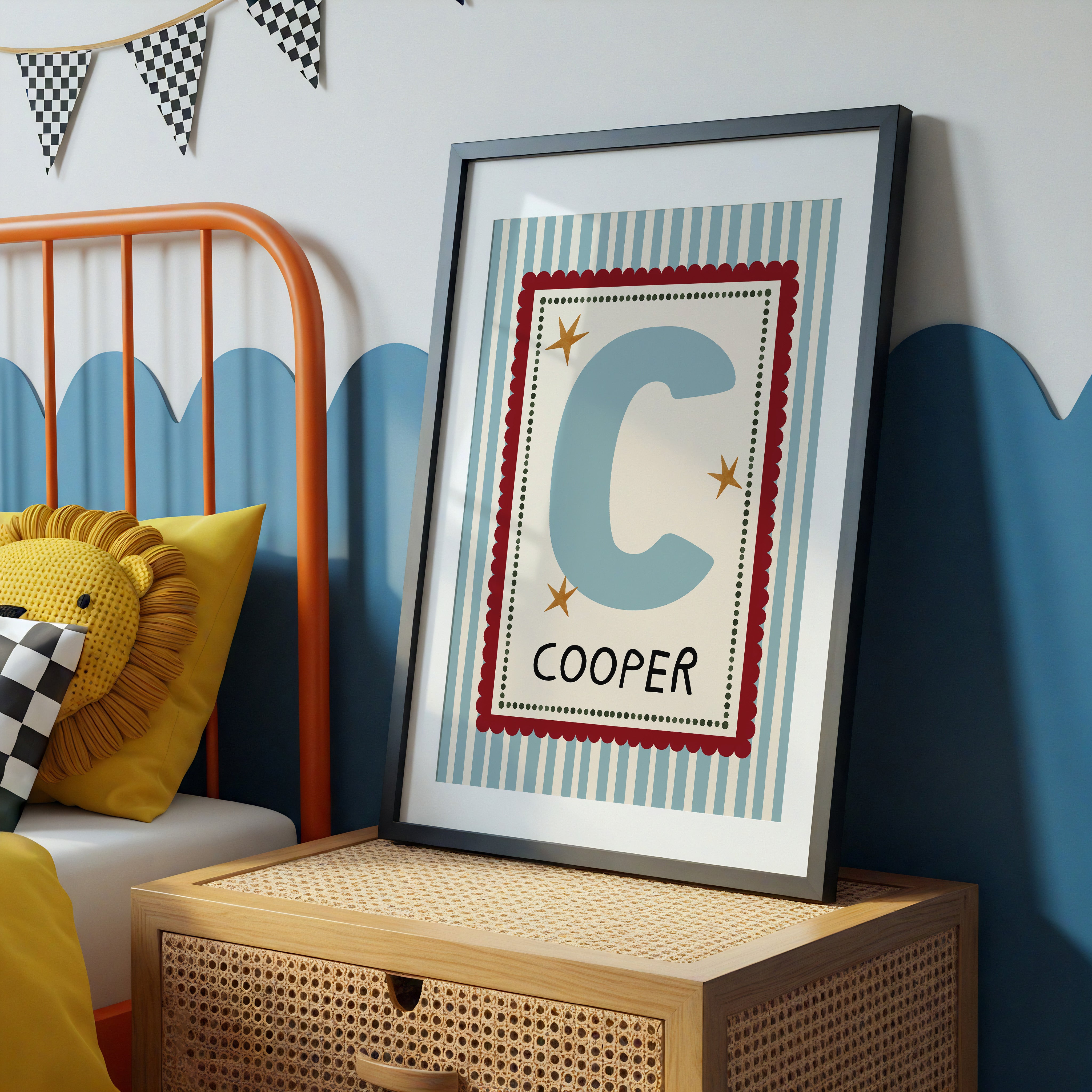 Light Blue Stripe Letter & Name Print