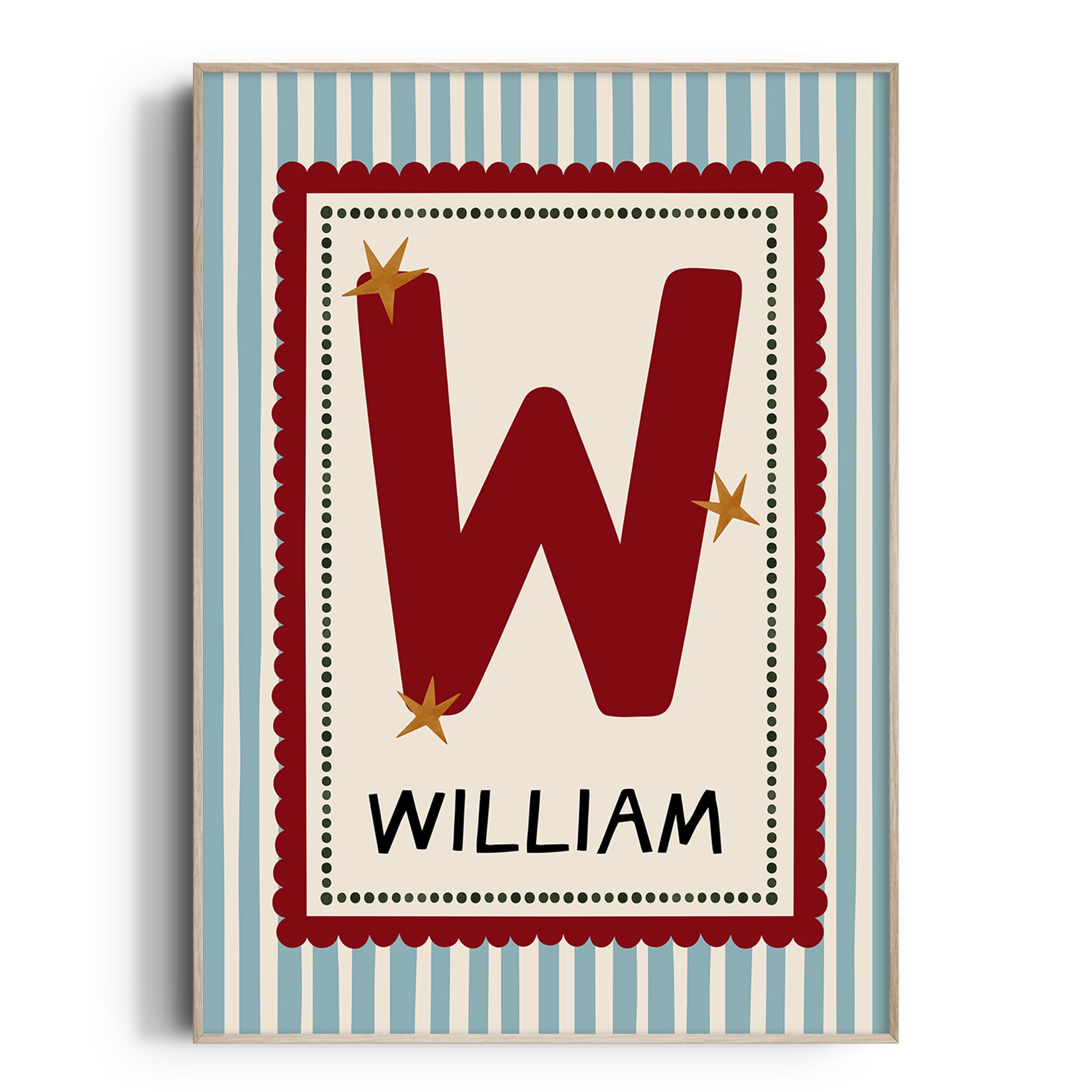 Light Blue Stripe Letter & Name Print
