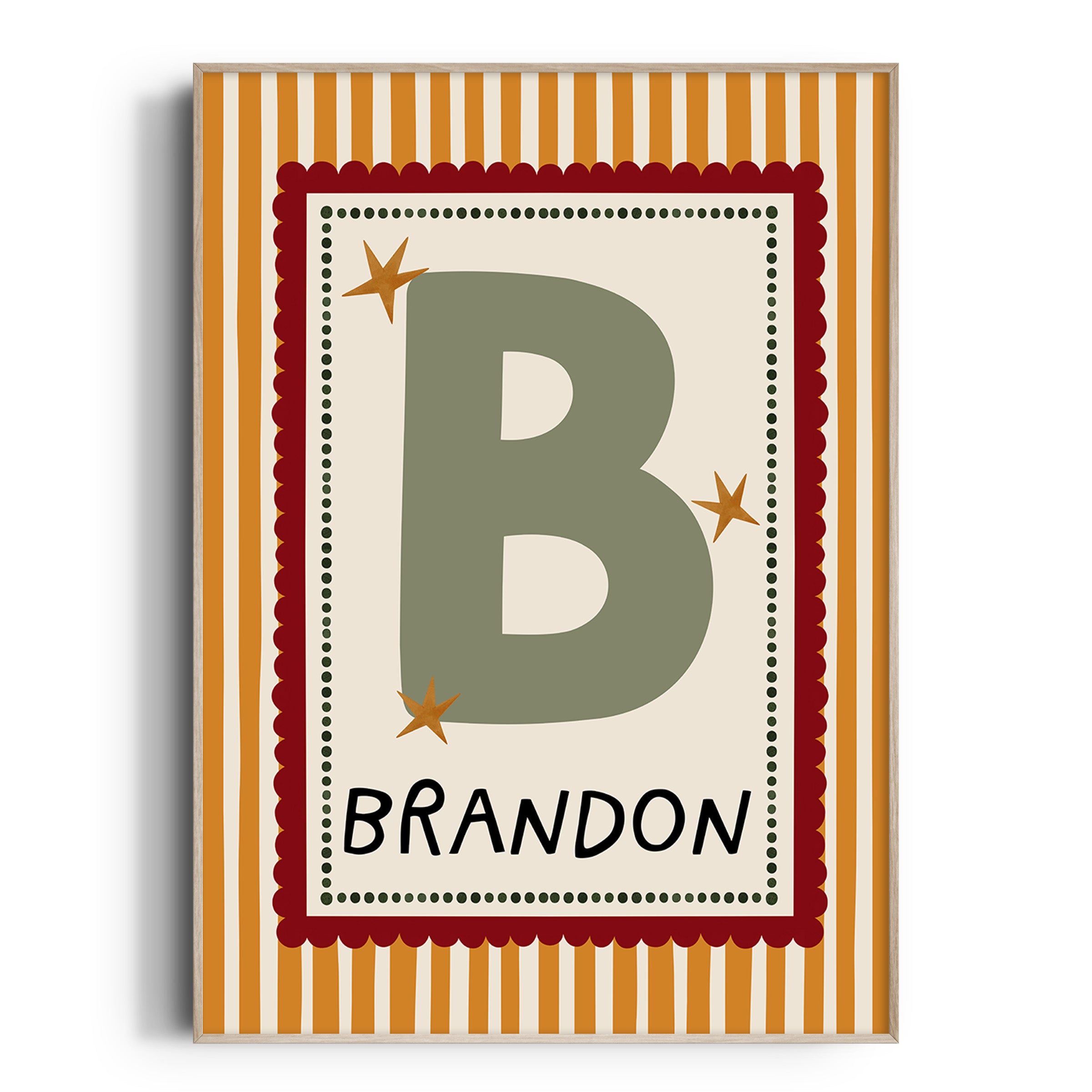 Orange Stripe Letter & Name Print
