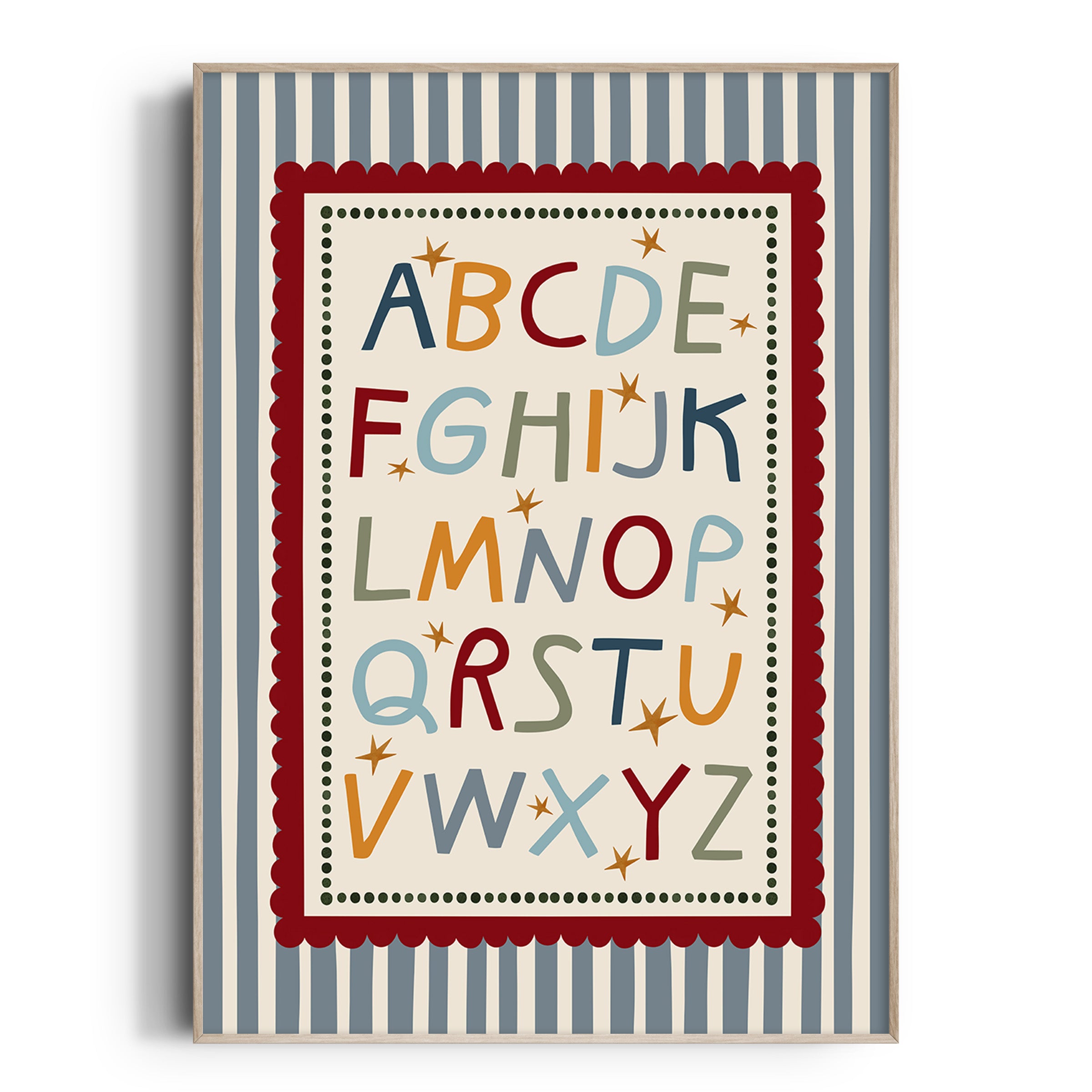 Blue Stripe ABC Alphabet Print