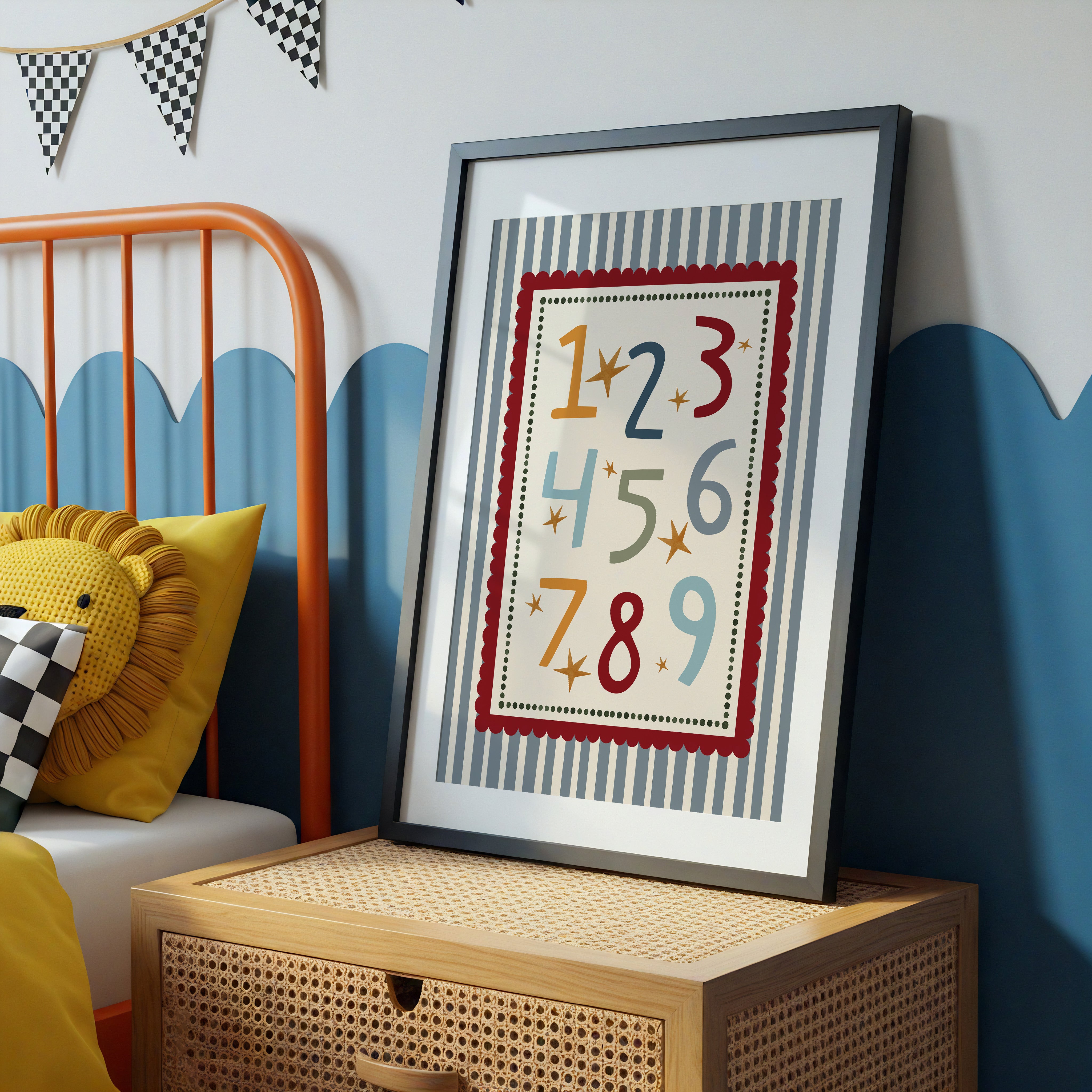 Blue Stripe Numbers Print
