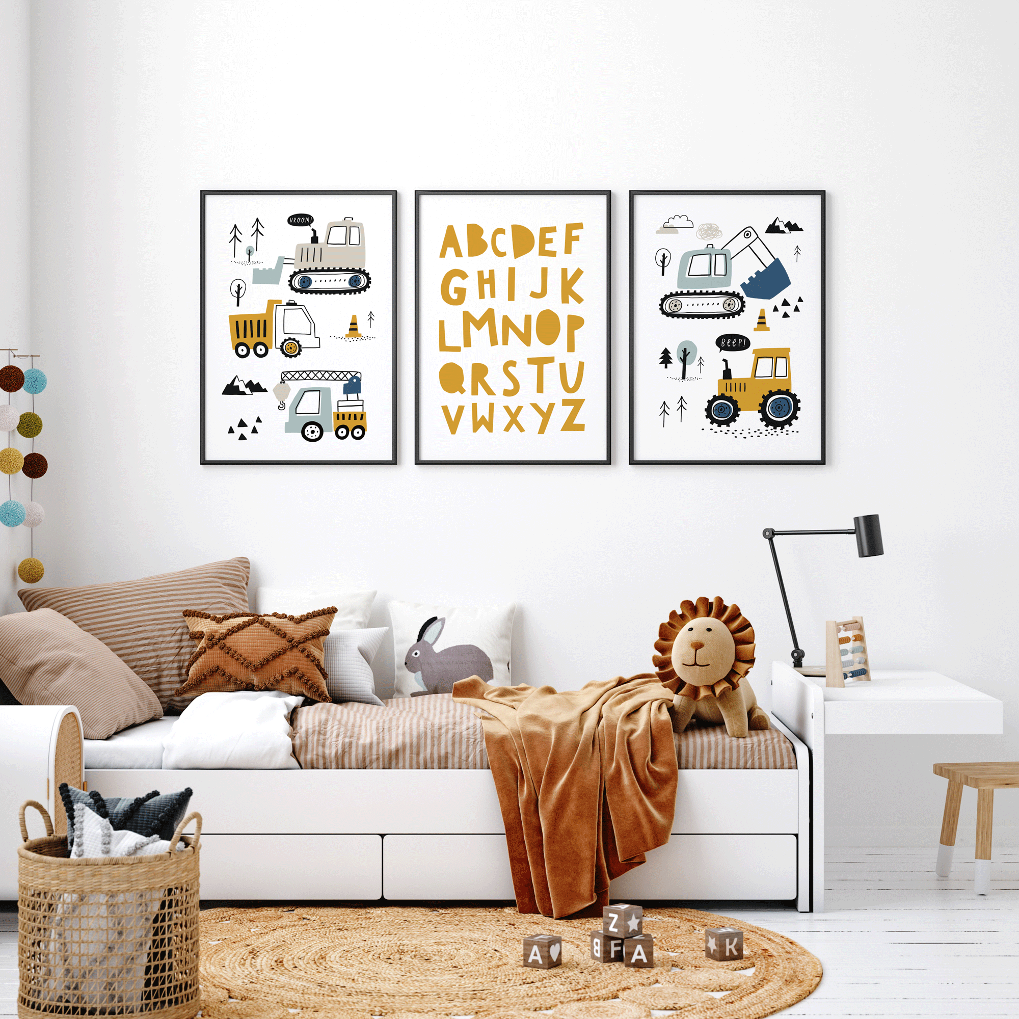 Construction Vehicles & Alphabet Prints