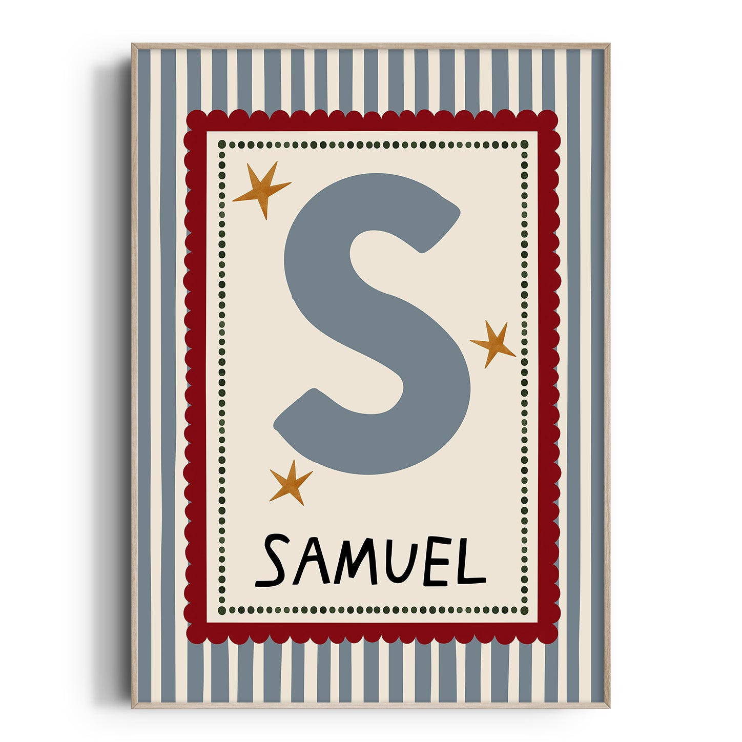 Blue Stripe Letter & Name Print