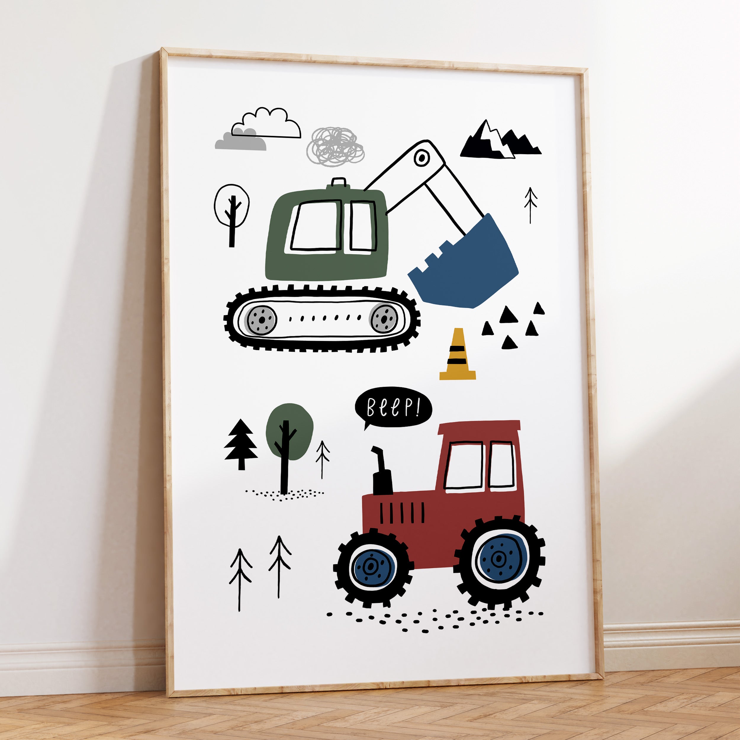 Construction Vehicles Print