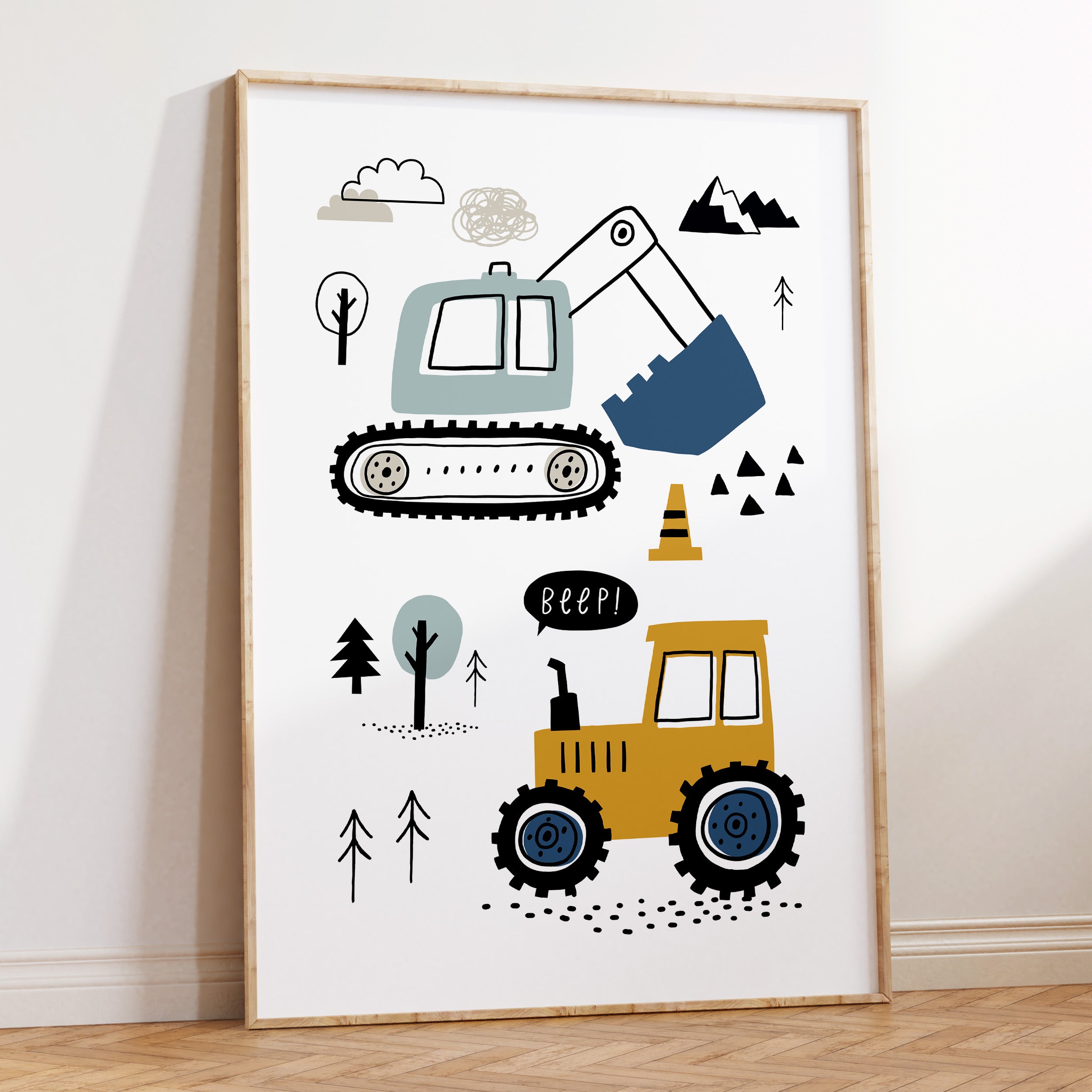 Construction Vehicles Print