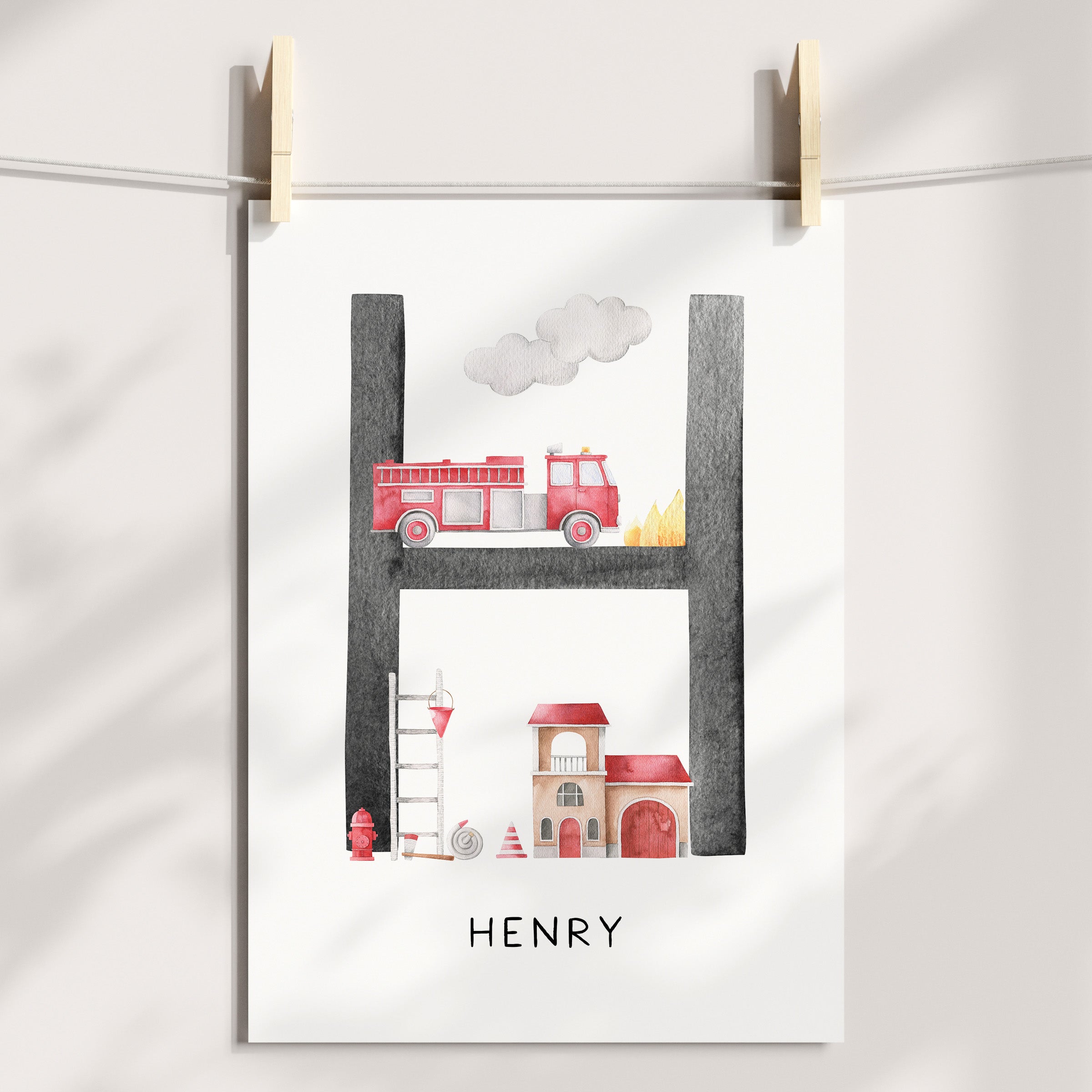 Fire Truck Letter & Name Print