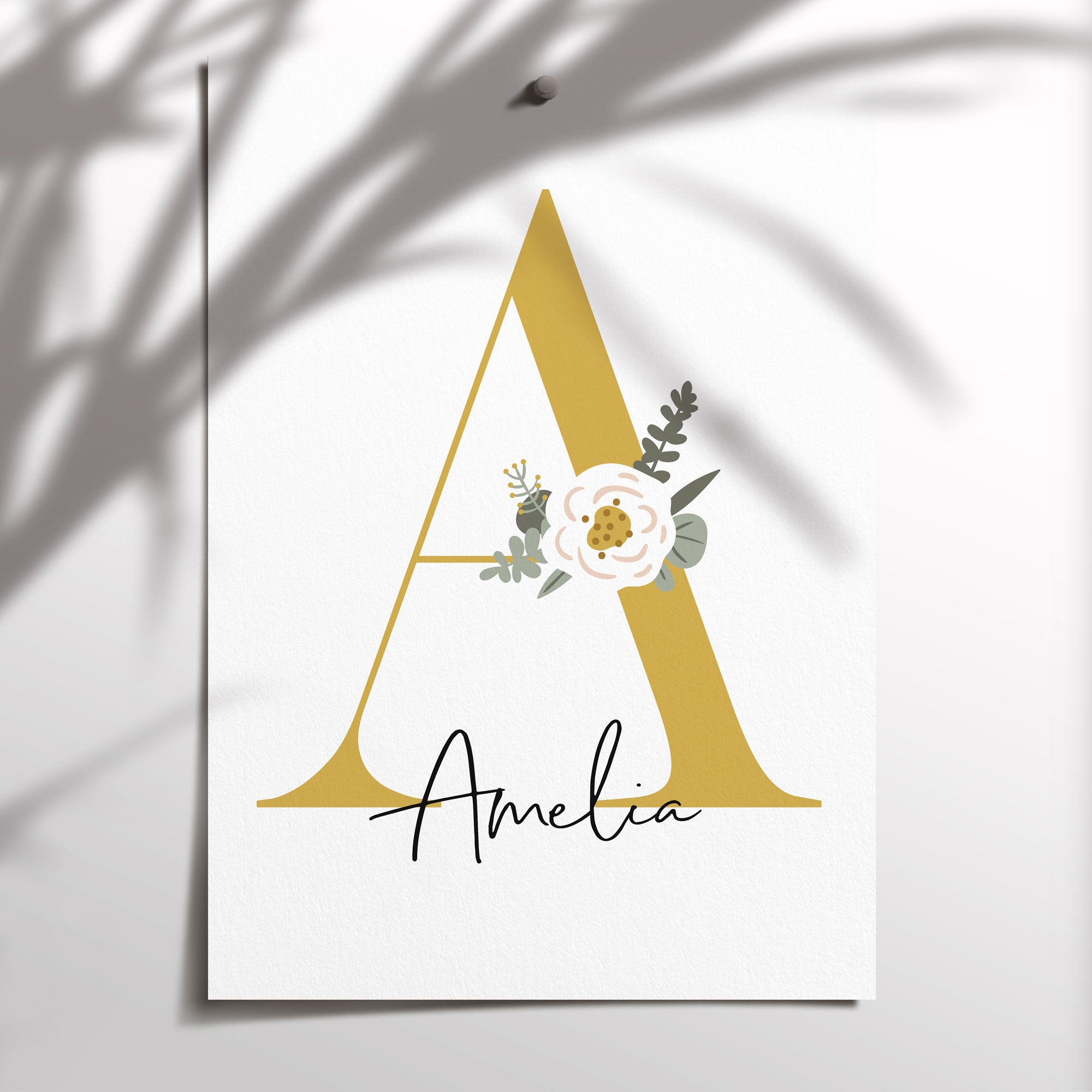 Mermaid, Moon & Name Print