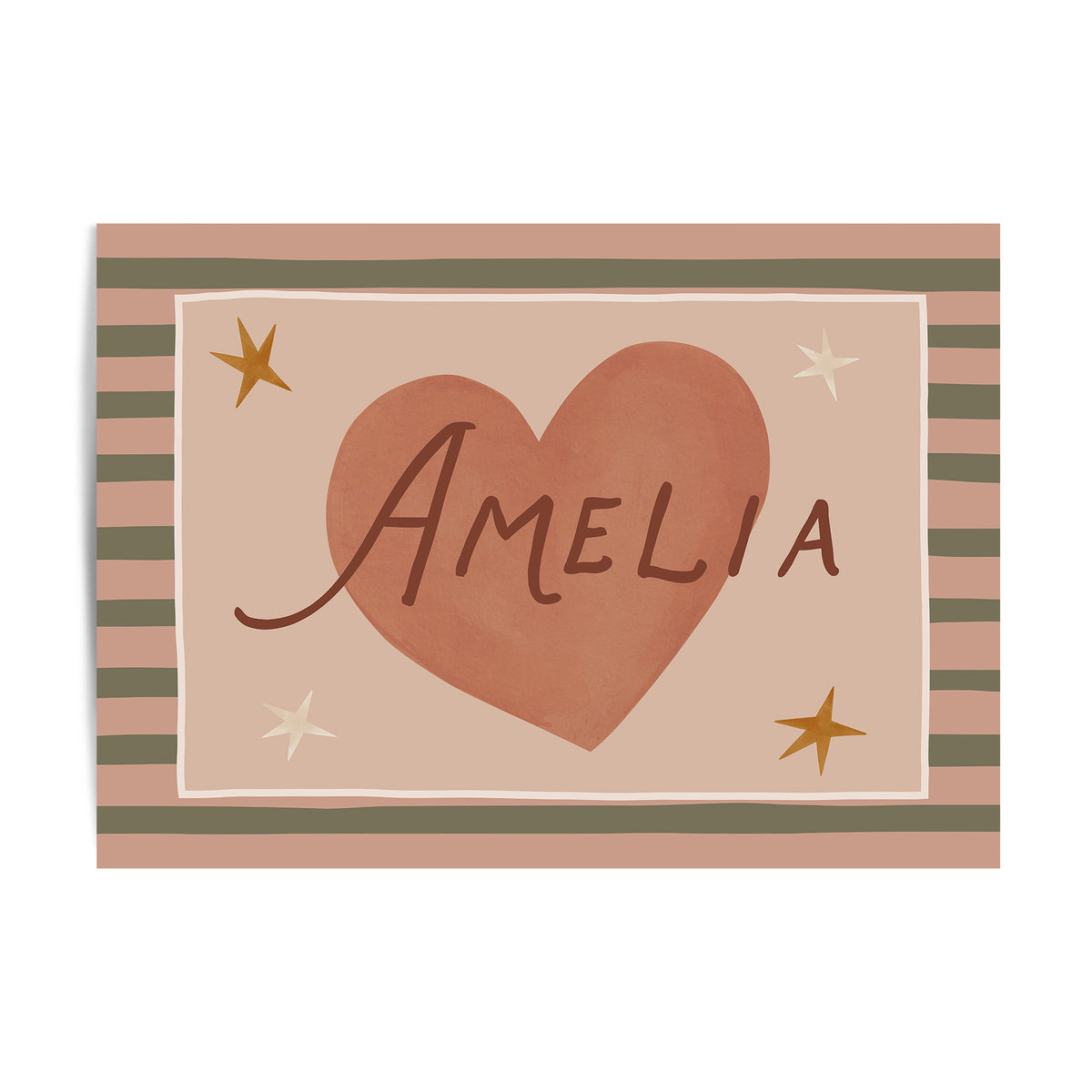 Stripe Whimsy Heart Name Print