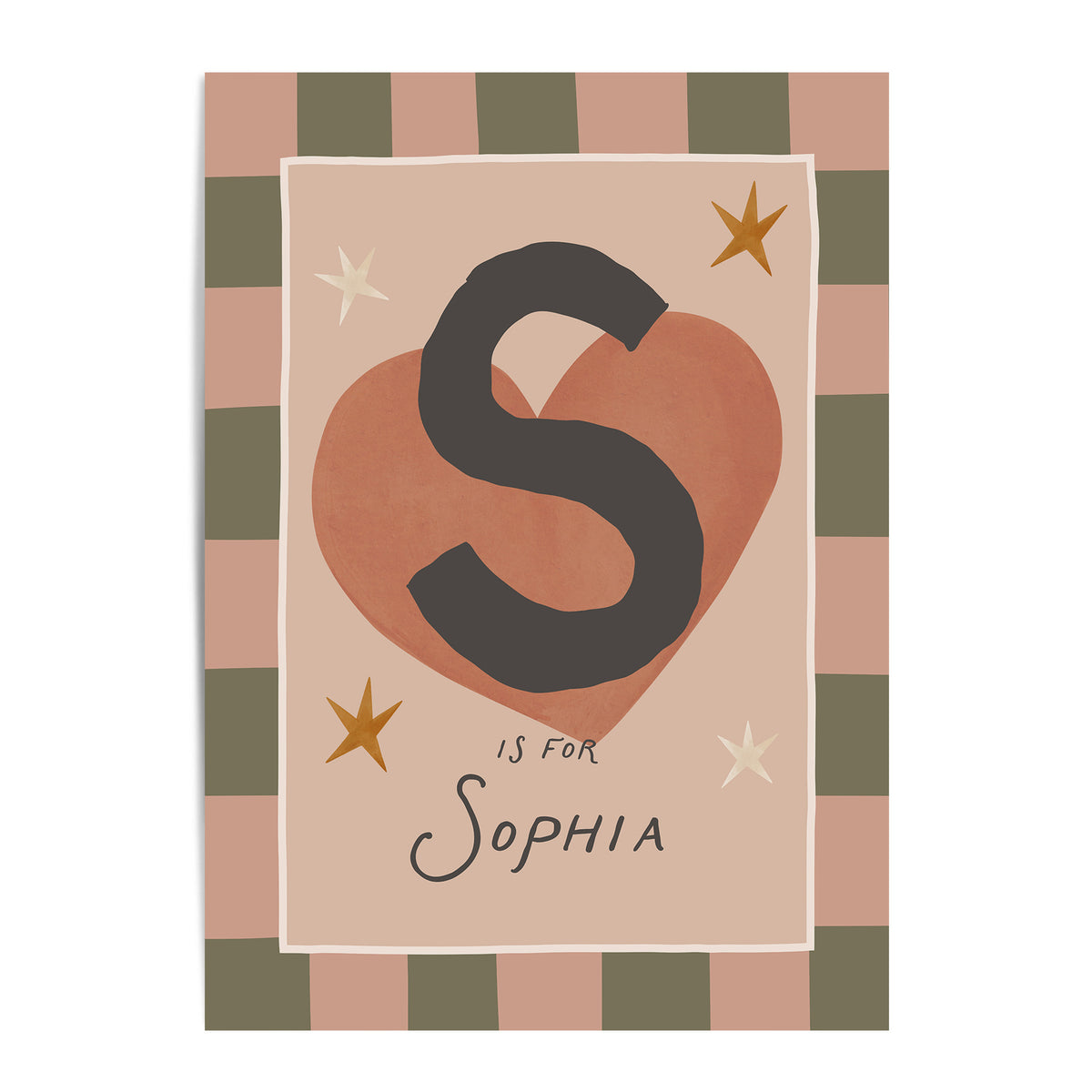 Check Whimsy Heart Letter & Name Print