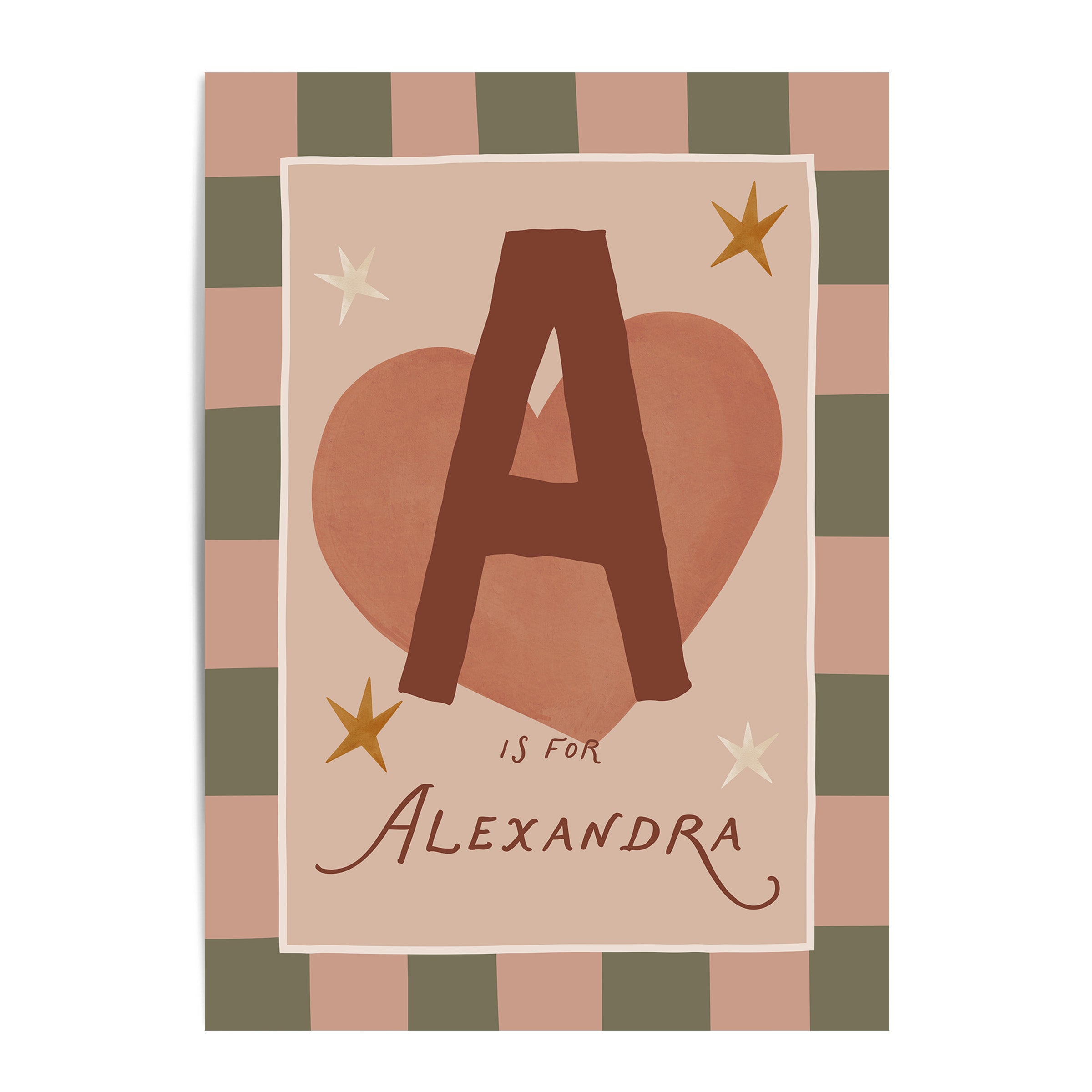 Check Whimsy Heart Letter & Name Print