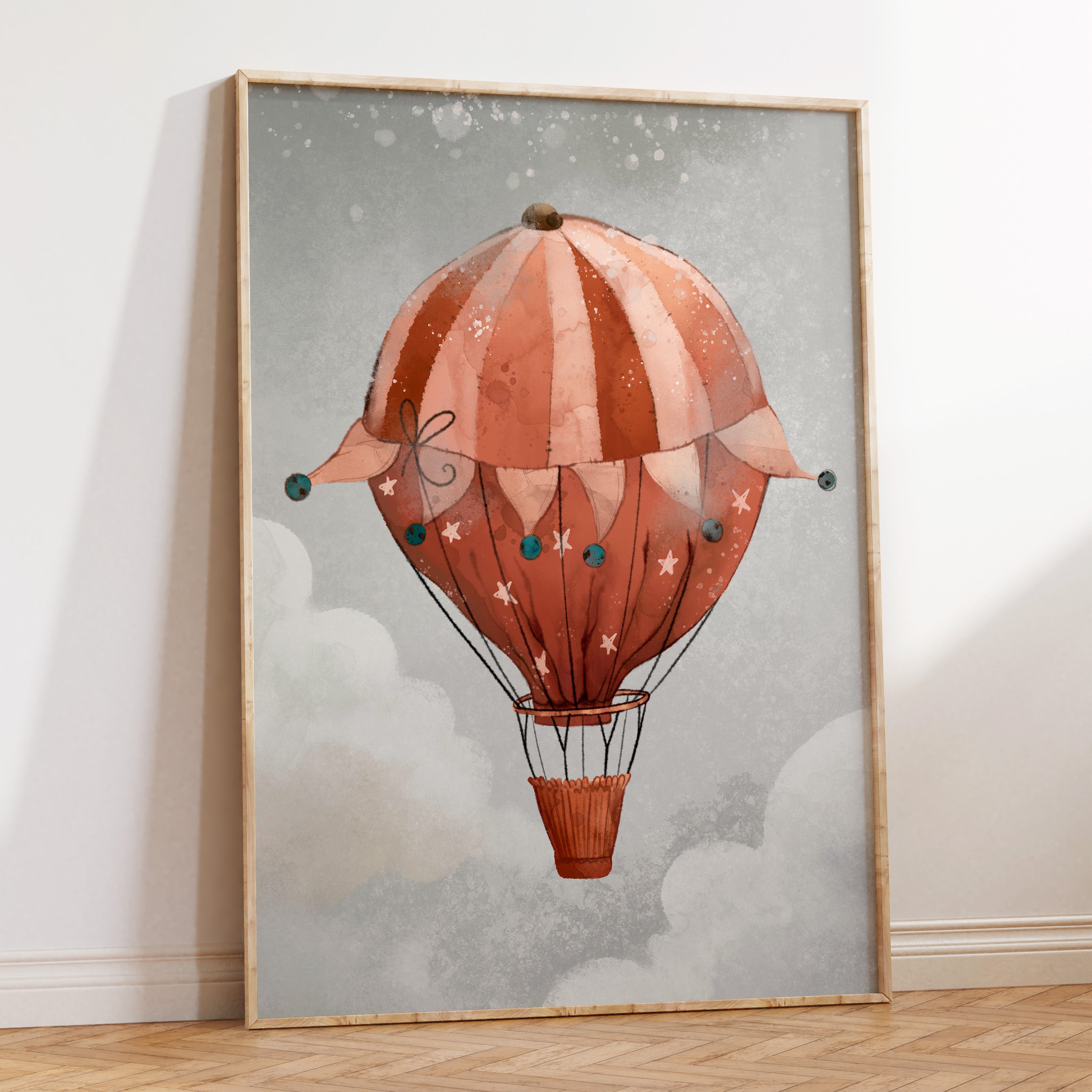 Red Hot Air Balloon Print