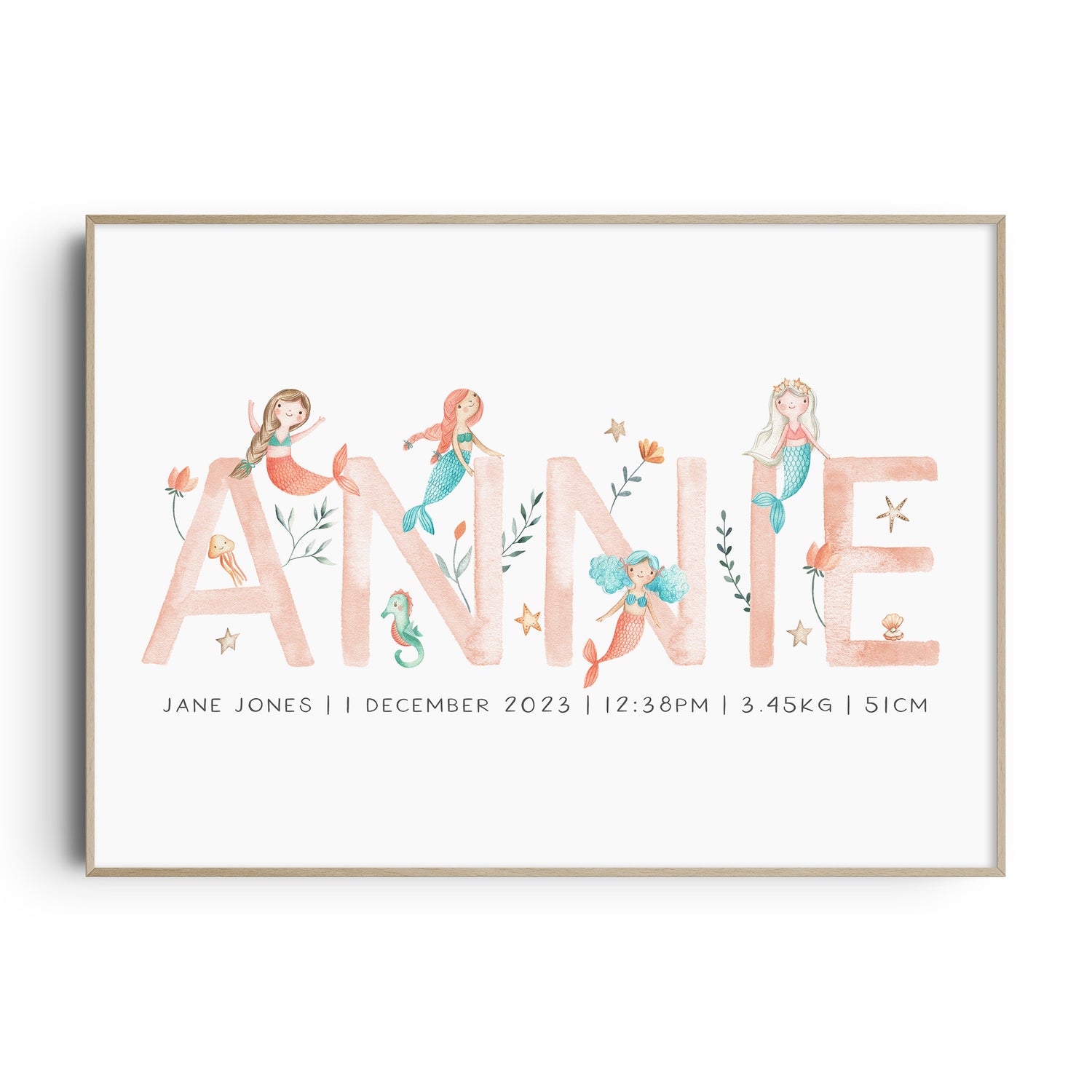 Mermaid Name & Birth Print