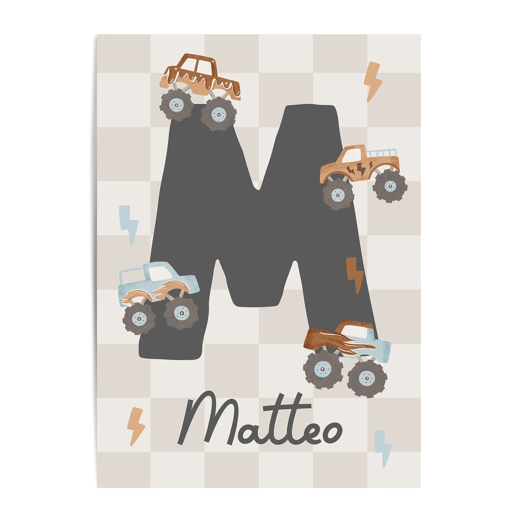 Monster Trucks Letter & Name Print