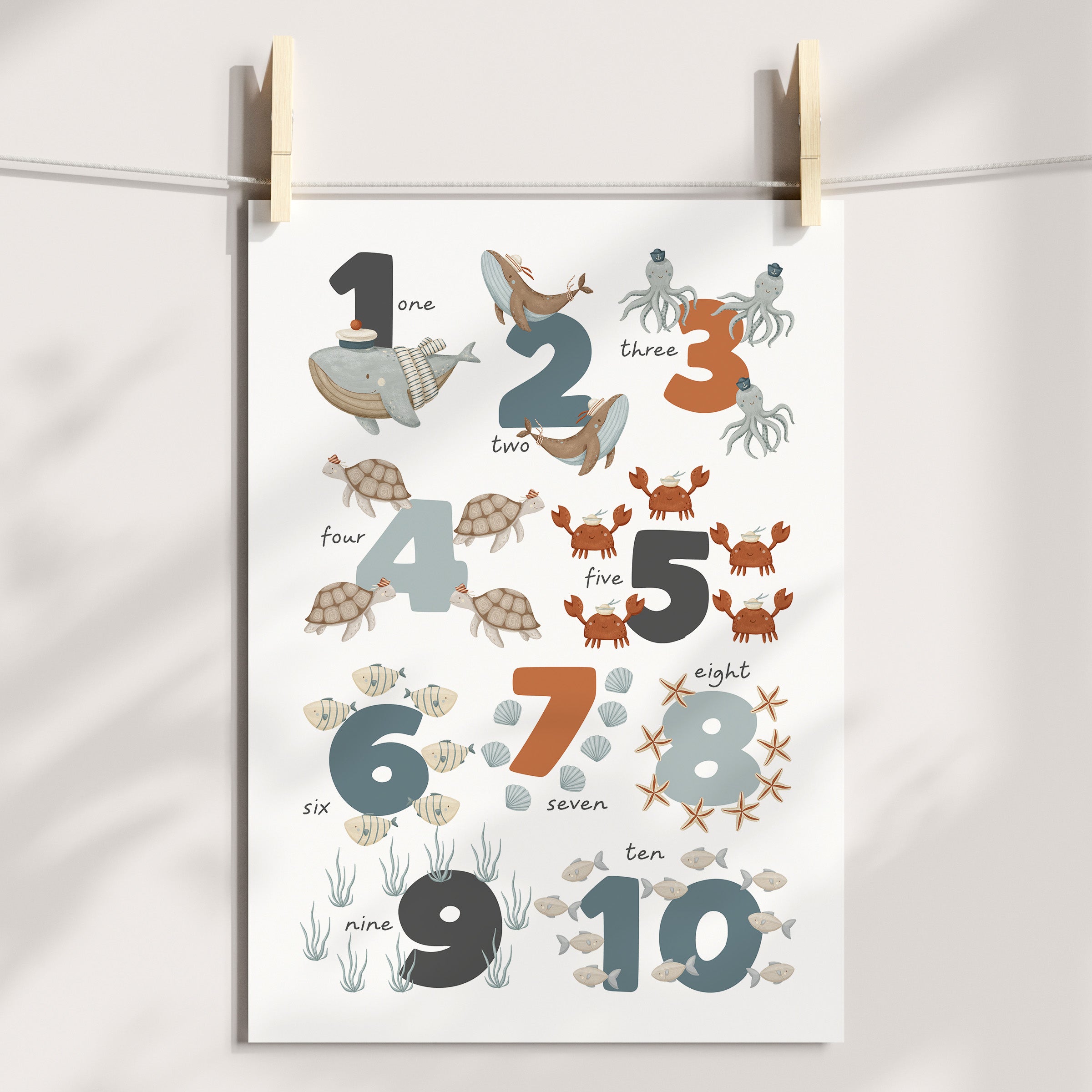 Sea Animals Numbers Print