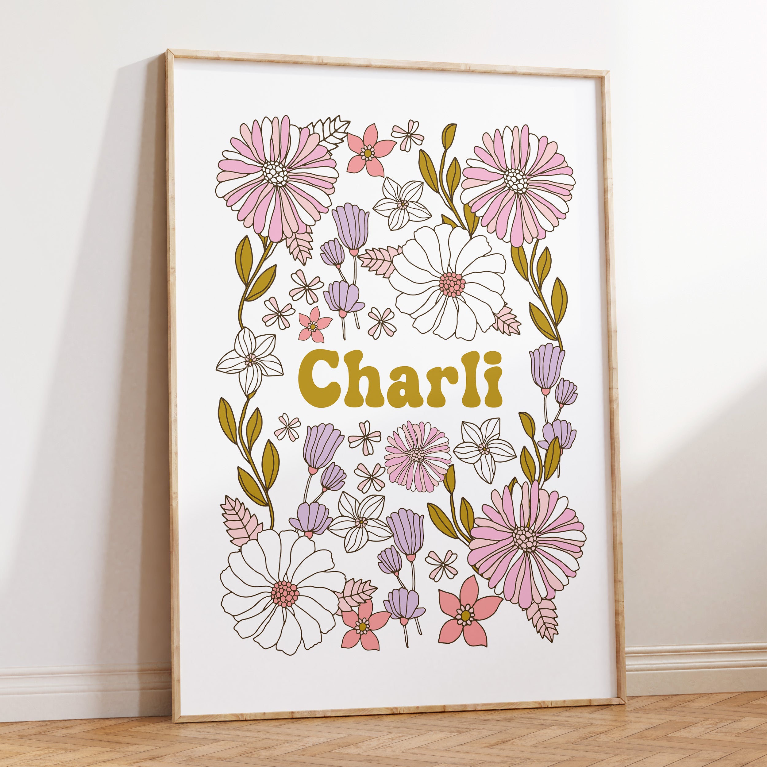 Retro Flower Name Print