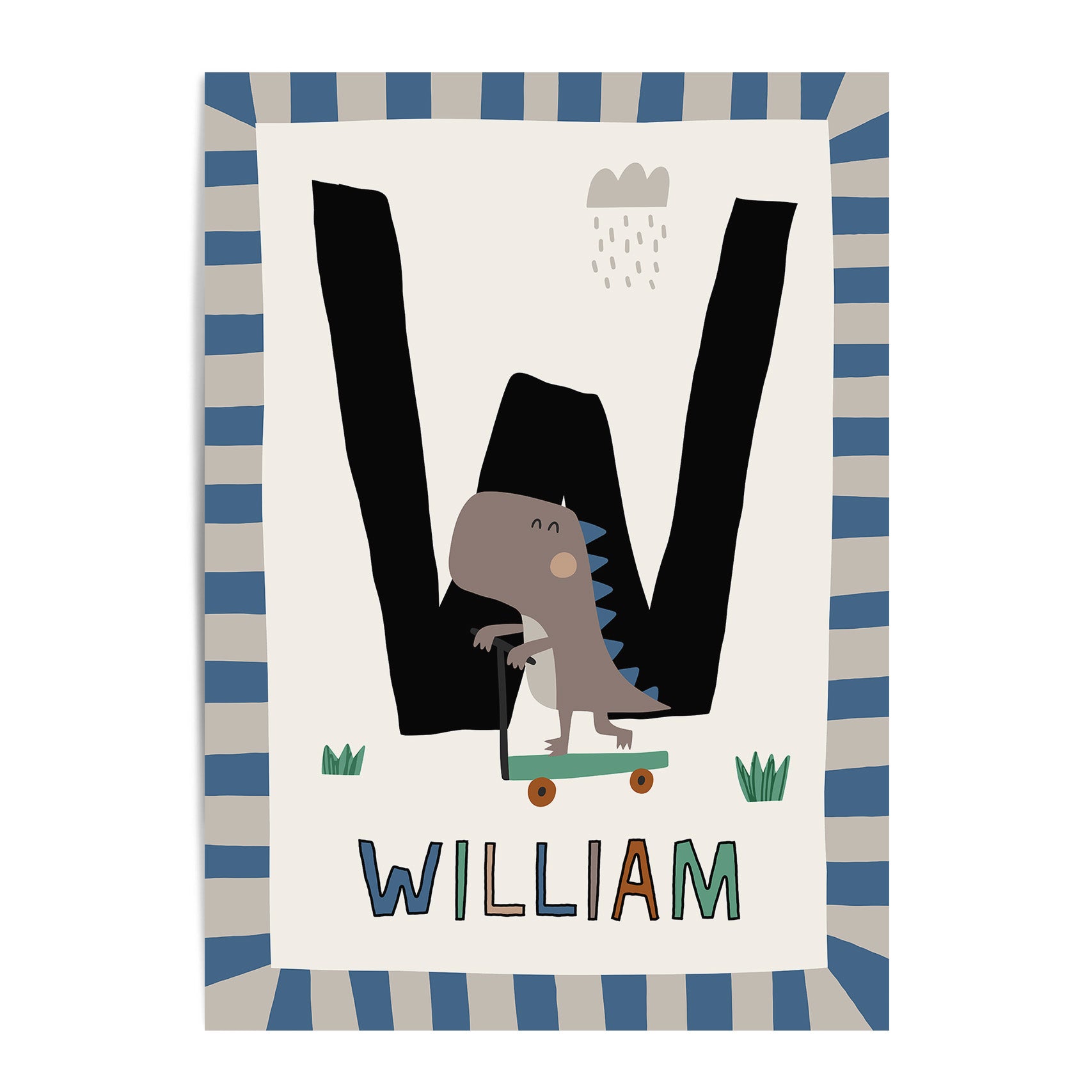 Skater Dinosaur Letter & Name Print