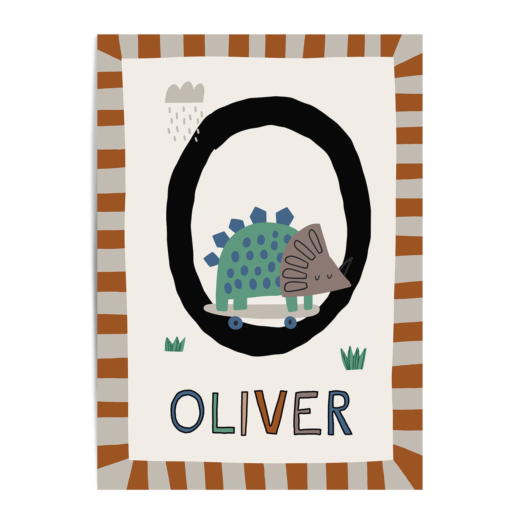 Skater Dinosaur Letter & Name Print