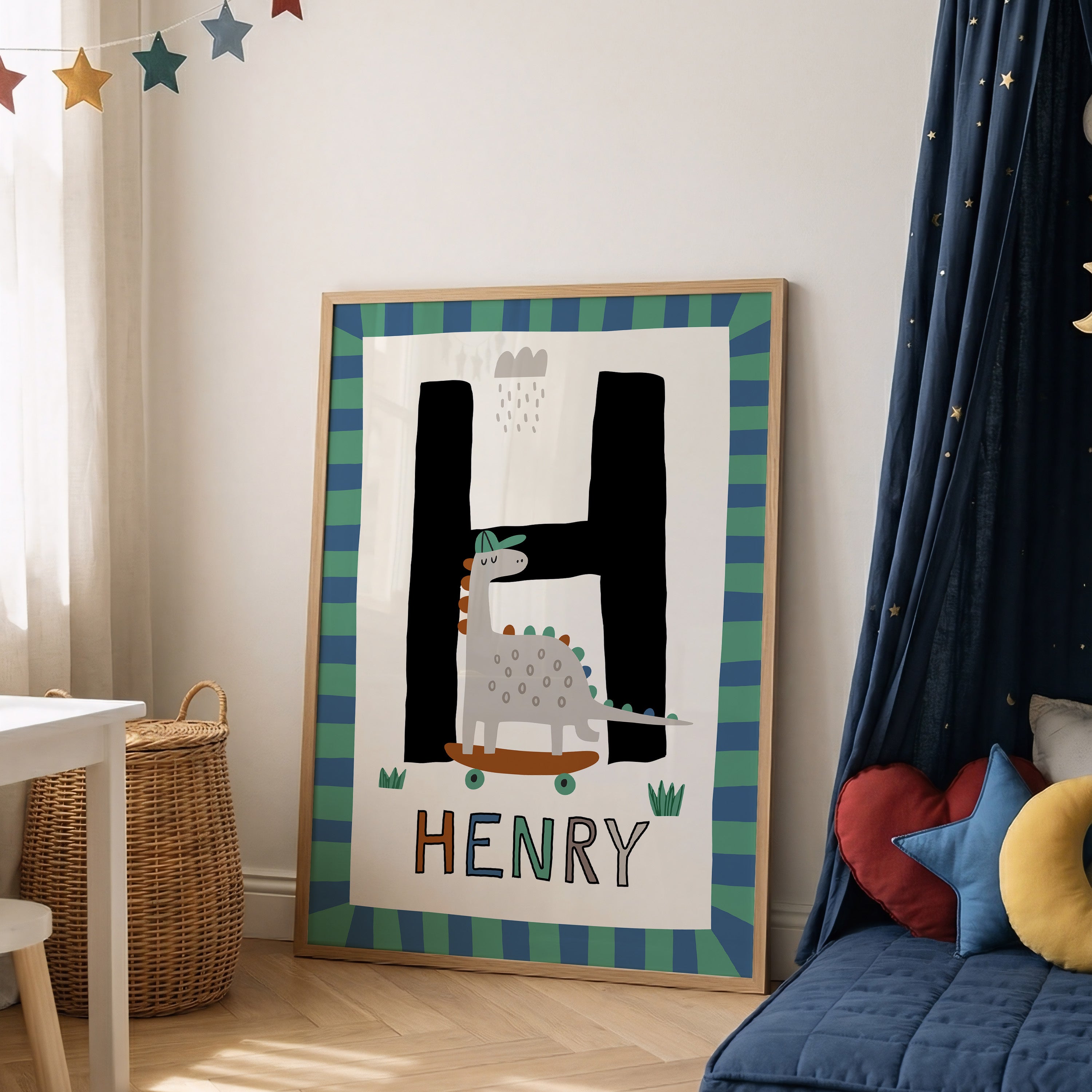 Skater Dinosaur Letter & Name Print