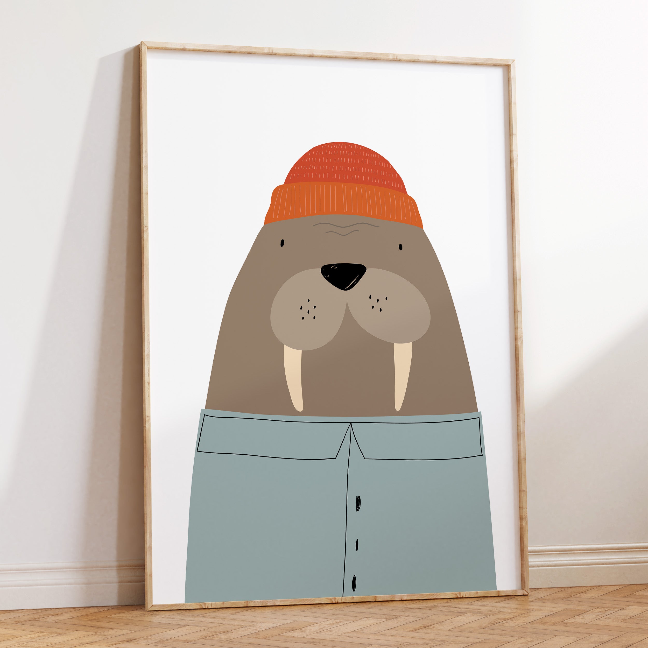 Walrus Sailor Print - Green