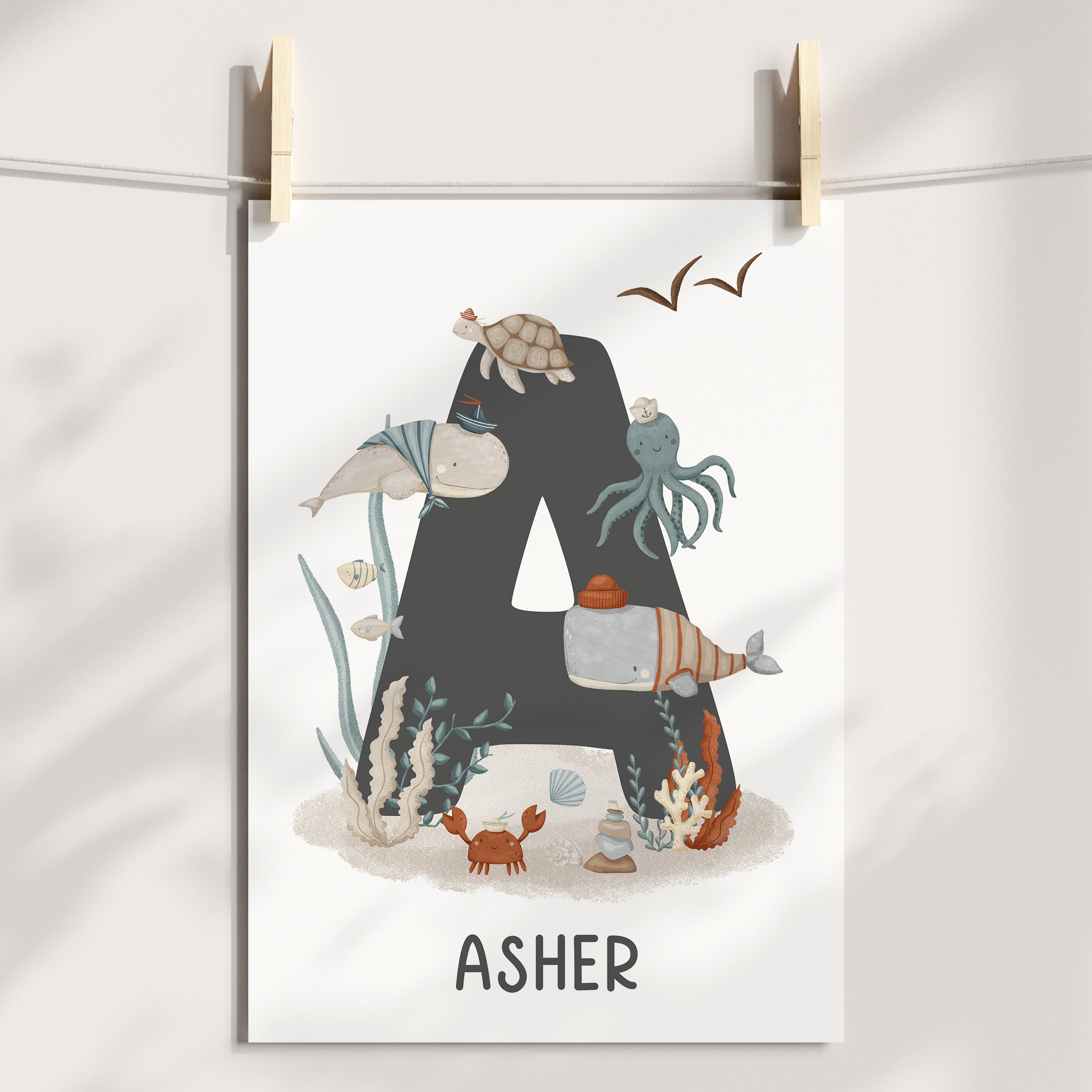 Sea Alphabet, Numbers & Name Prints