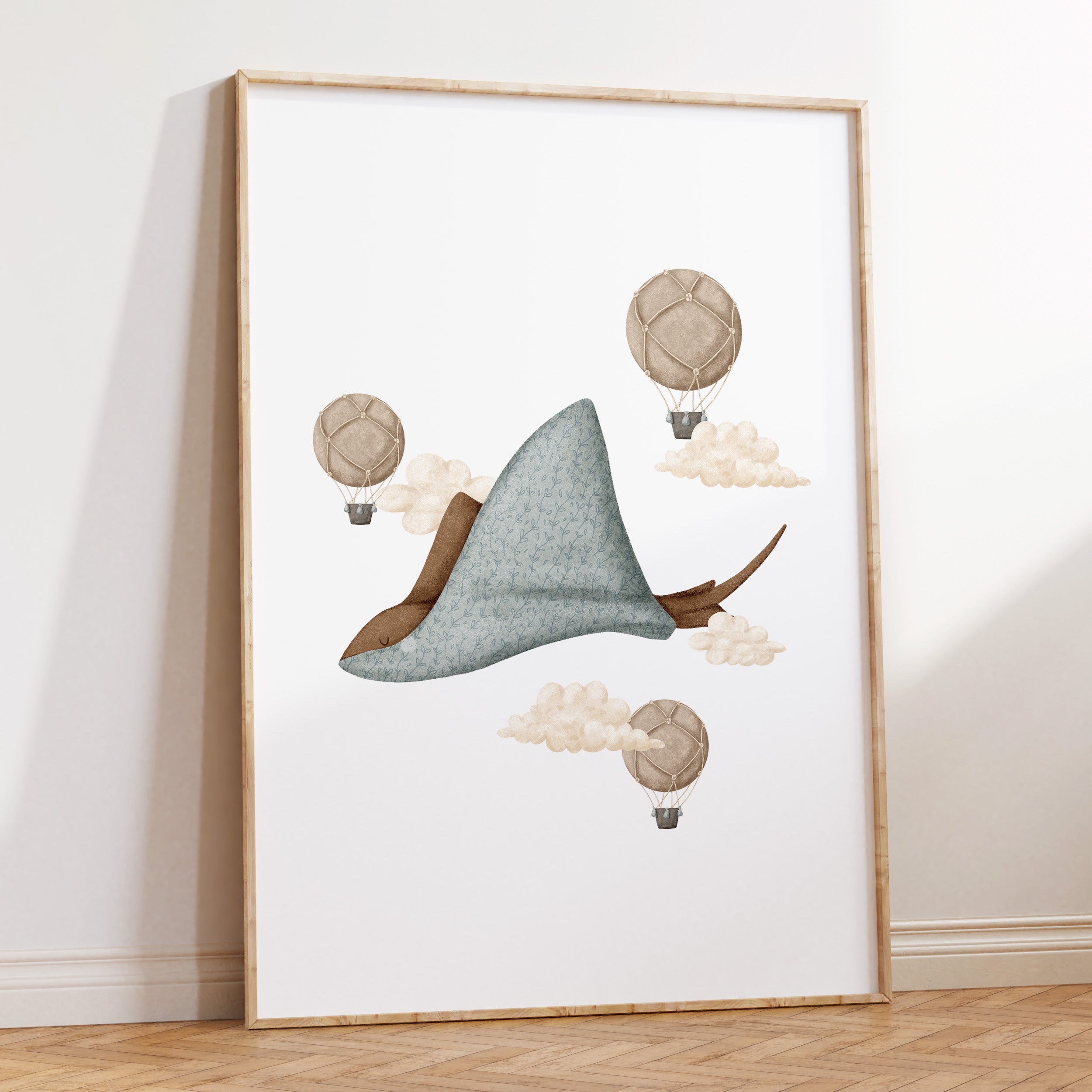 Boho Stingray & Hot Air Balloon Print