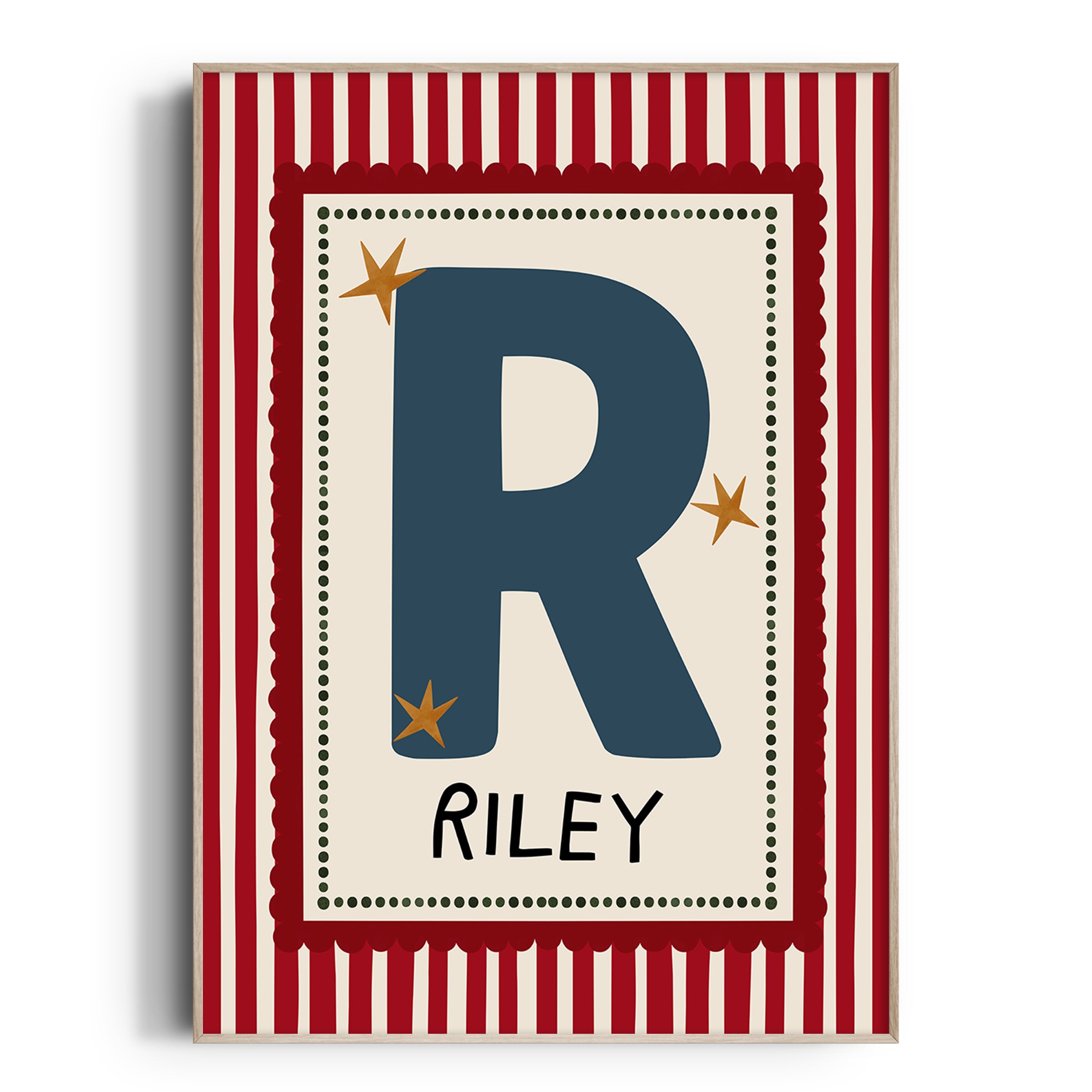 Red Stripe Letter & Name Print