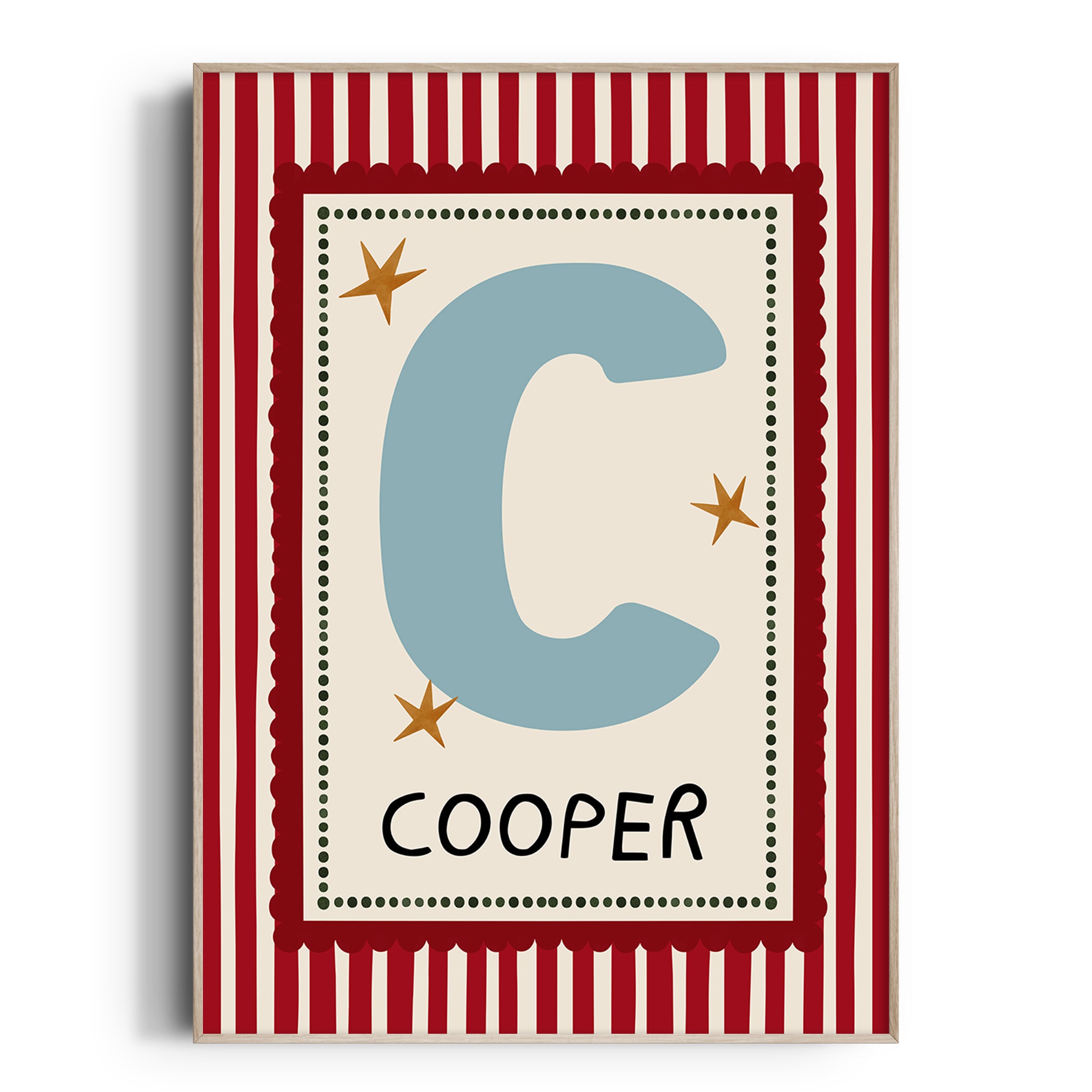 Red Stripe Letter & Name Print