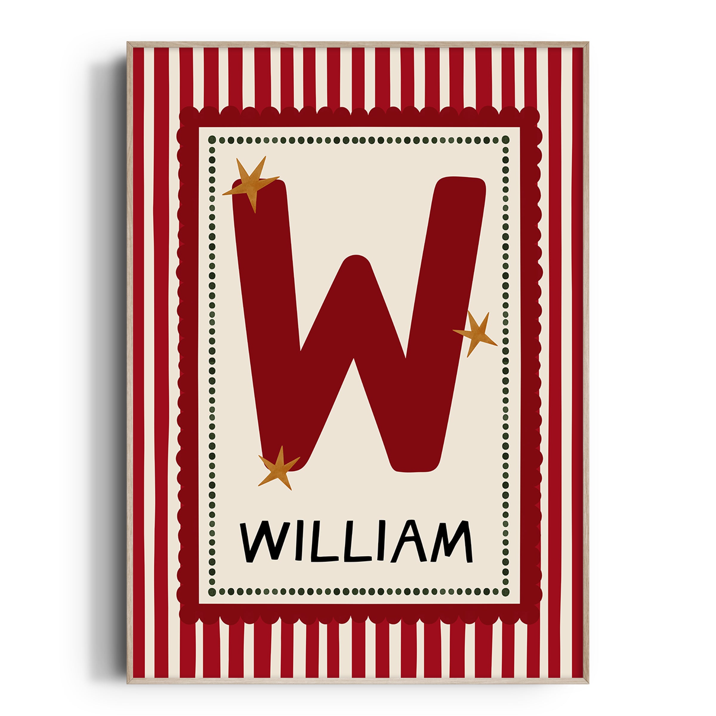 Red Stripe Letter & Name Print