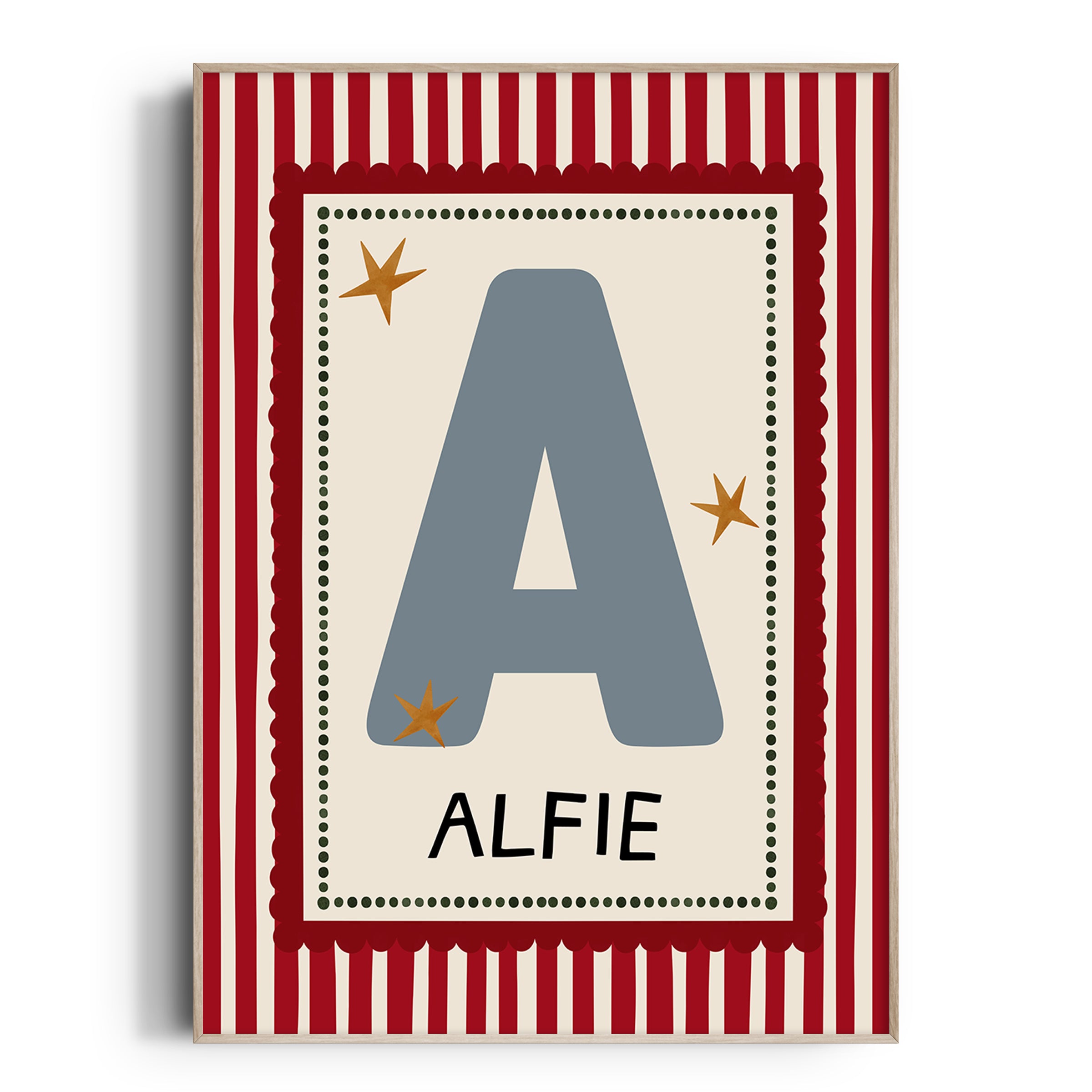 Red Stripe Letter & Name Print