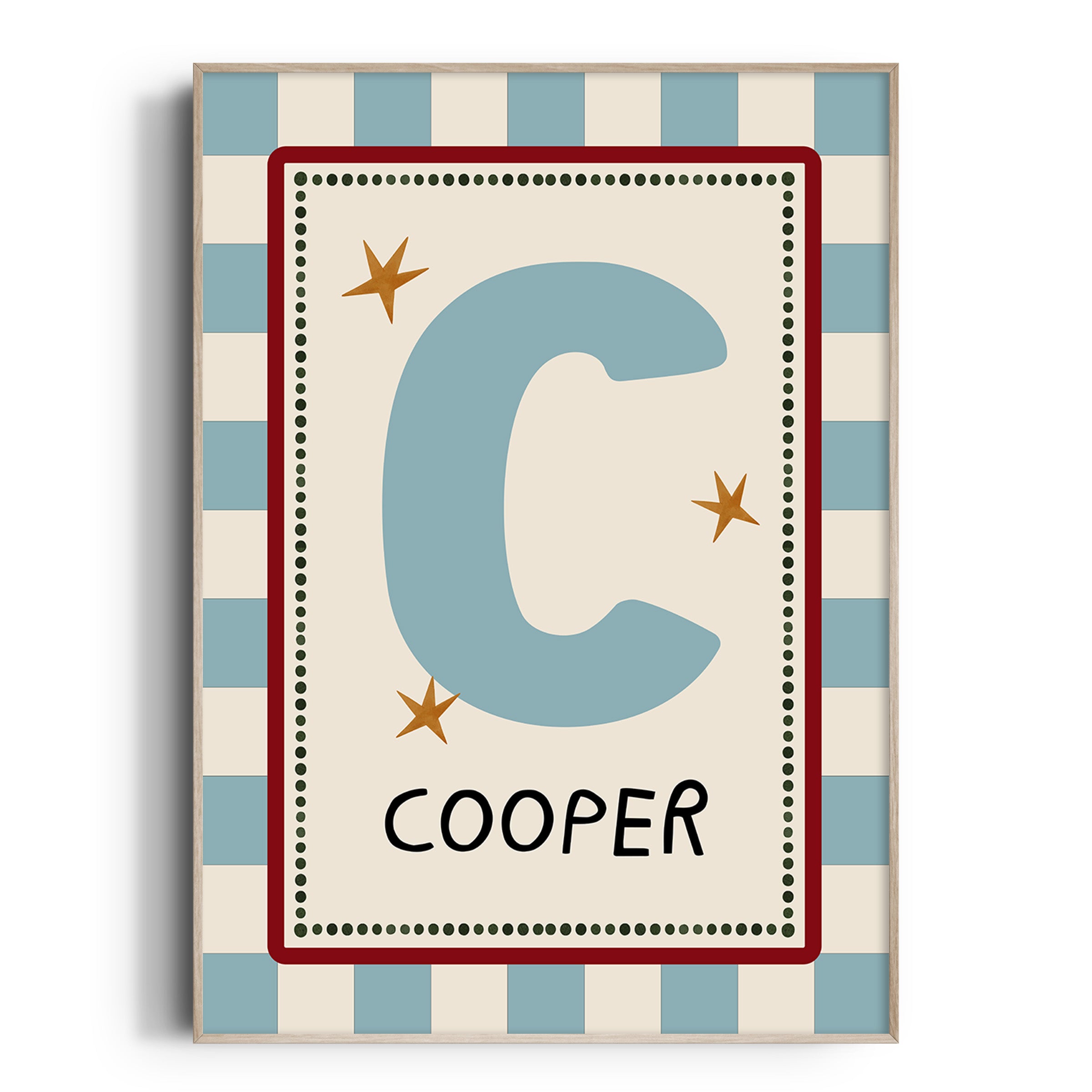 Blue Check Letter & Name Print